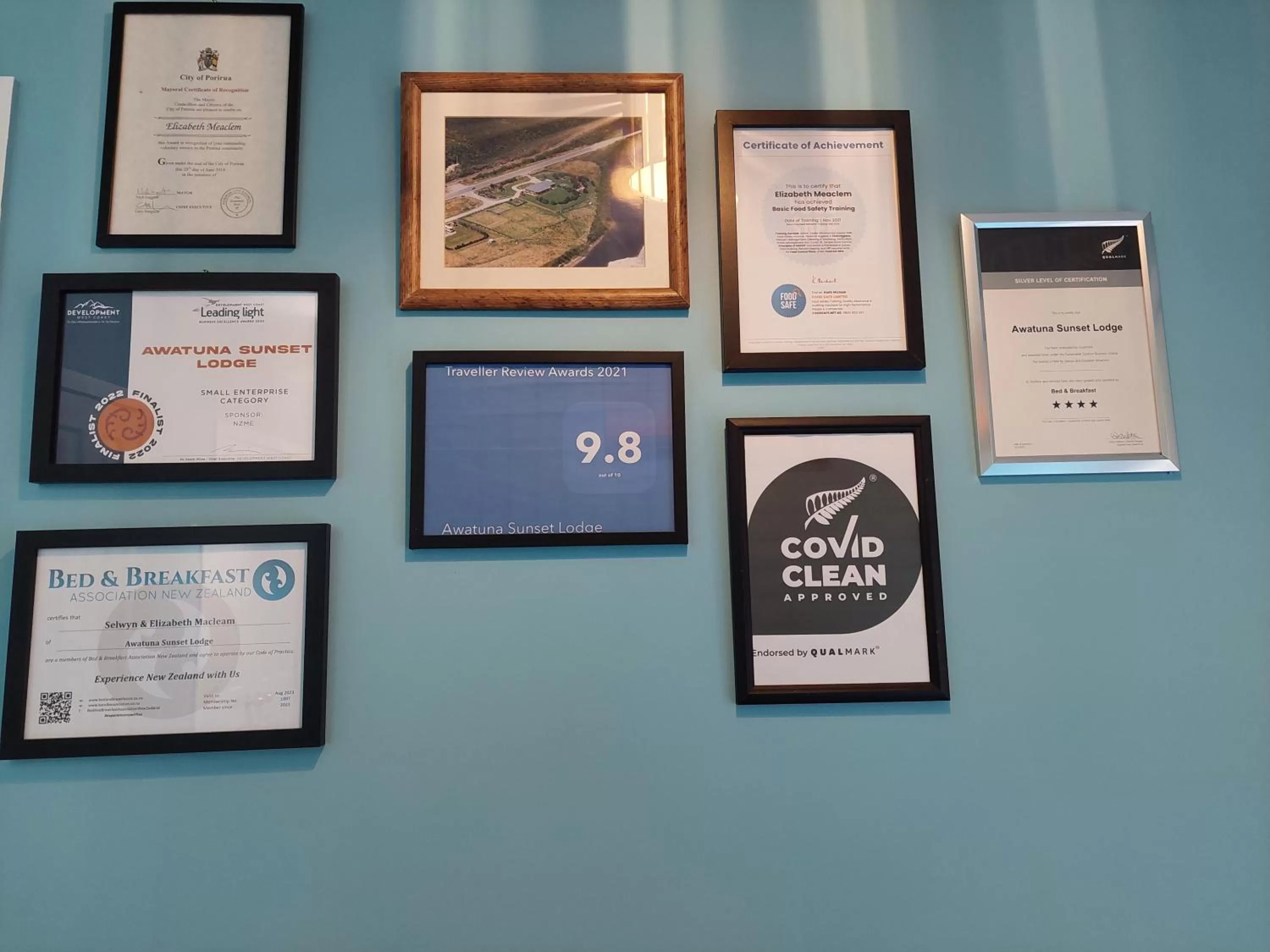 Certificate/Award in Awatuna Sunset Lodge