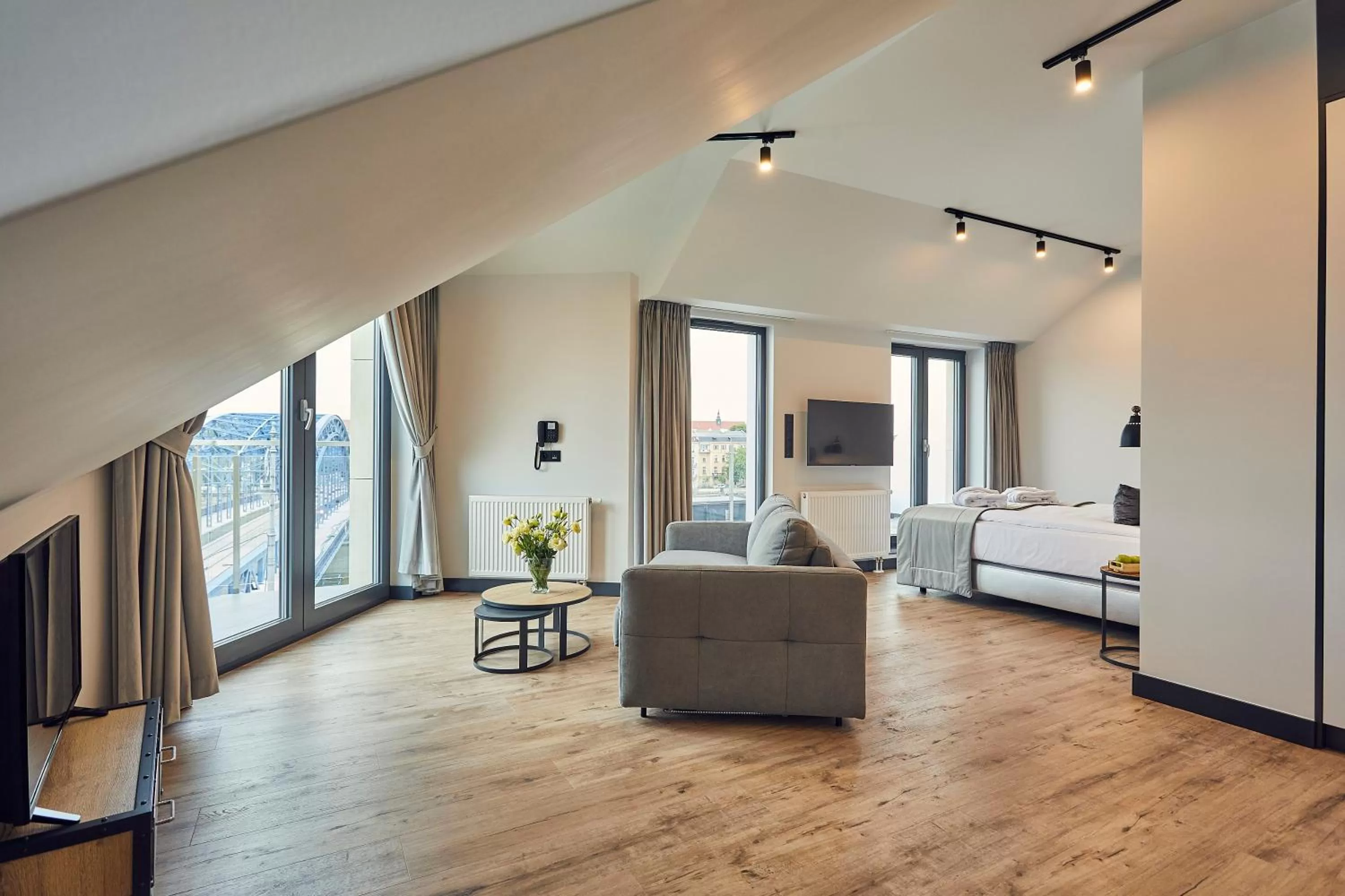 Photo of the whole room, Bed in The Bridge Suites Hotel