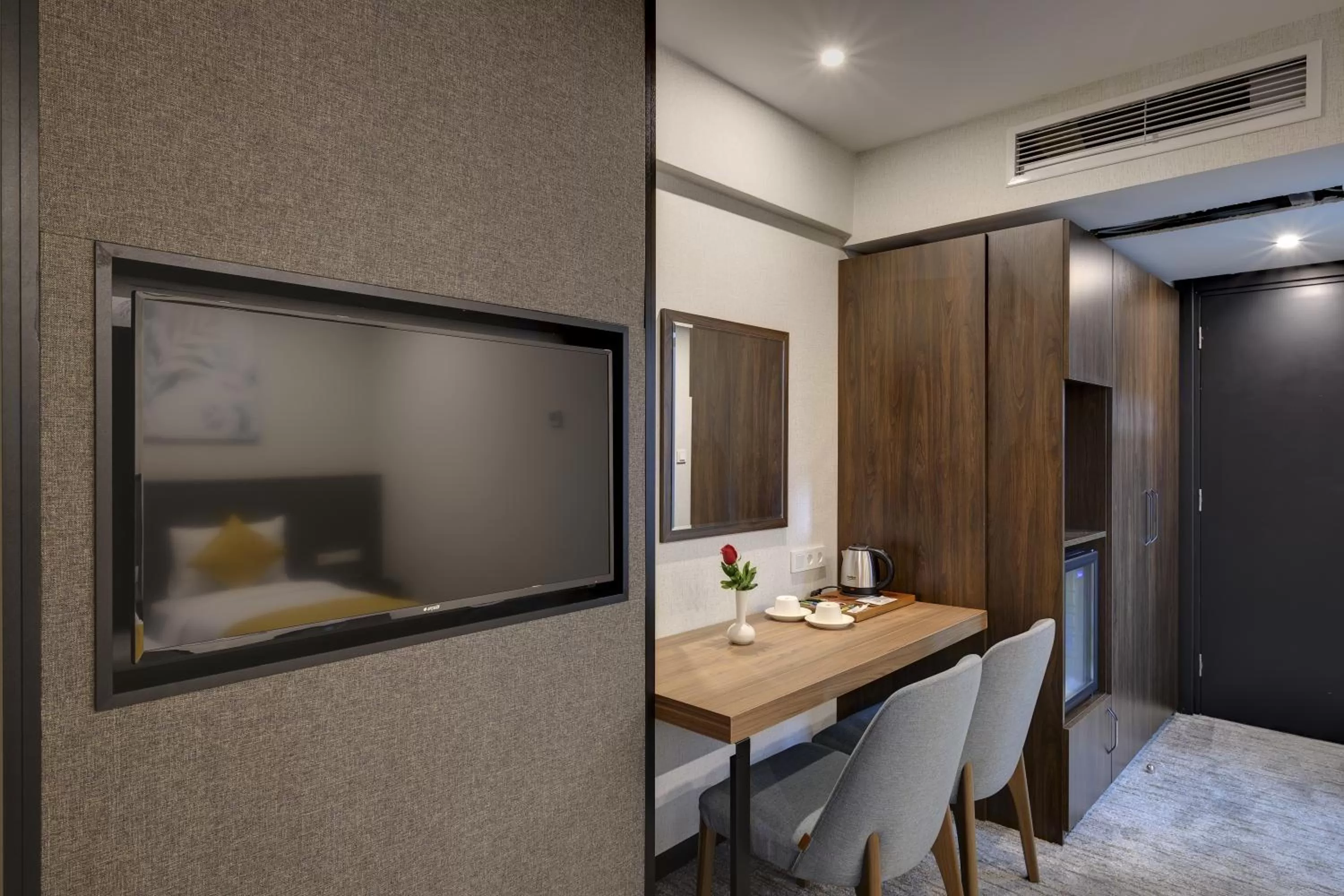 Seating area in Leo Suites