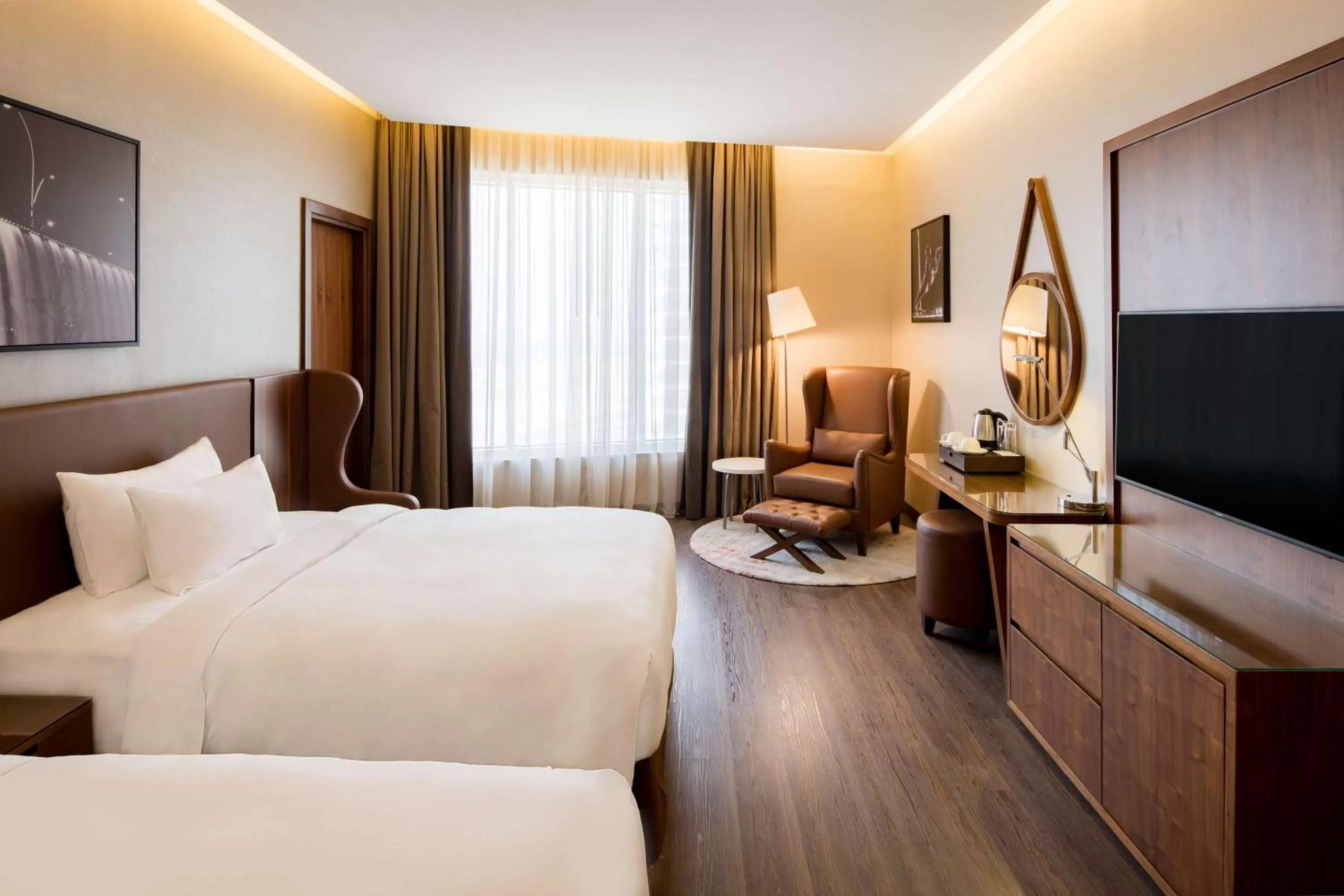 Coffee/tea facilities, Bed in Radisson Blu Hotel, Dubai Canal View