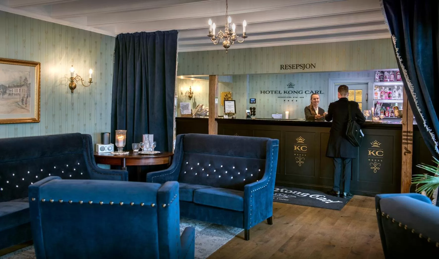 Lobby or reception in Hotel Kong Carl - Unike Hoteller