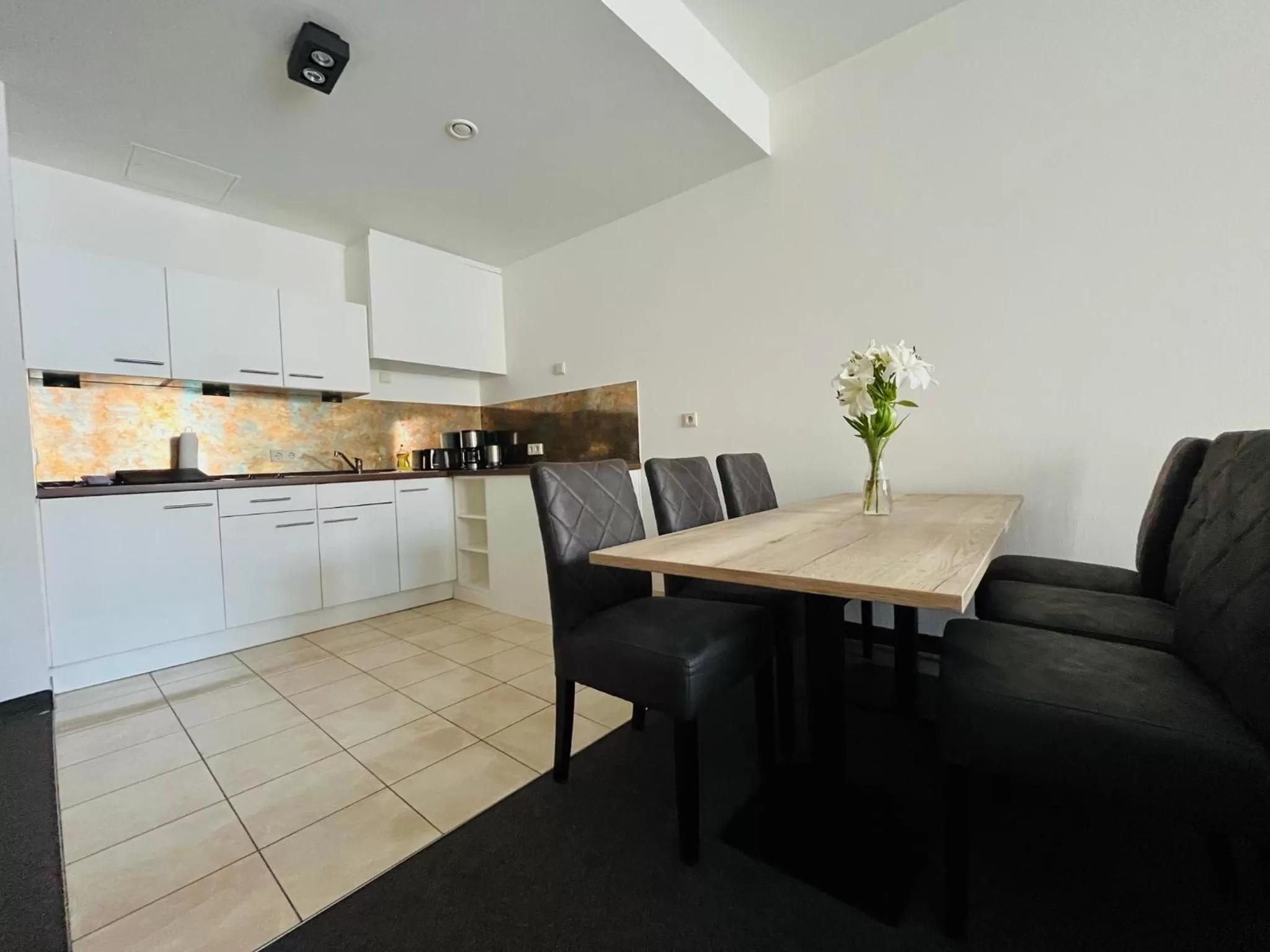 Kitchen or kitchenette in Aparthotel Altes Dresden