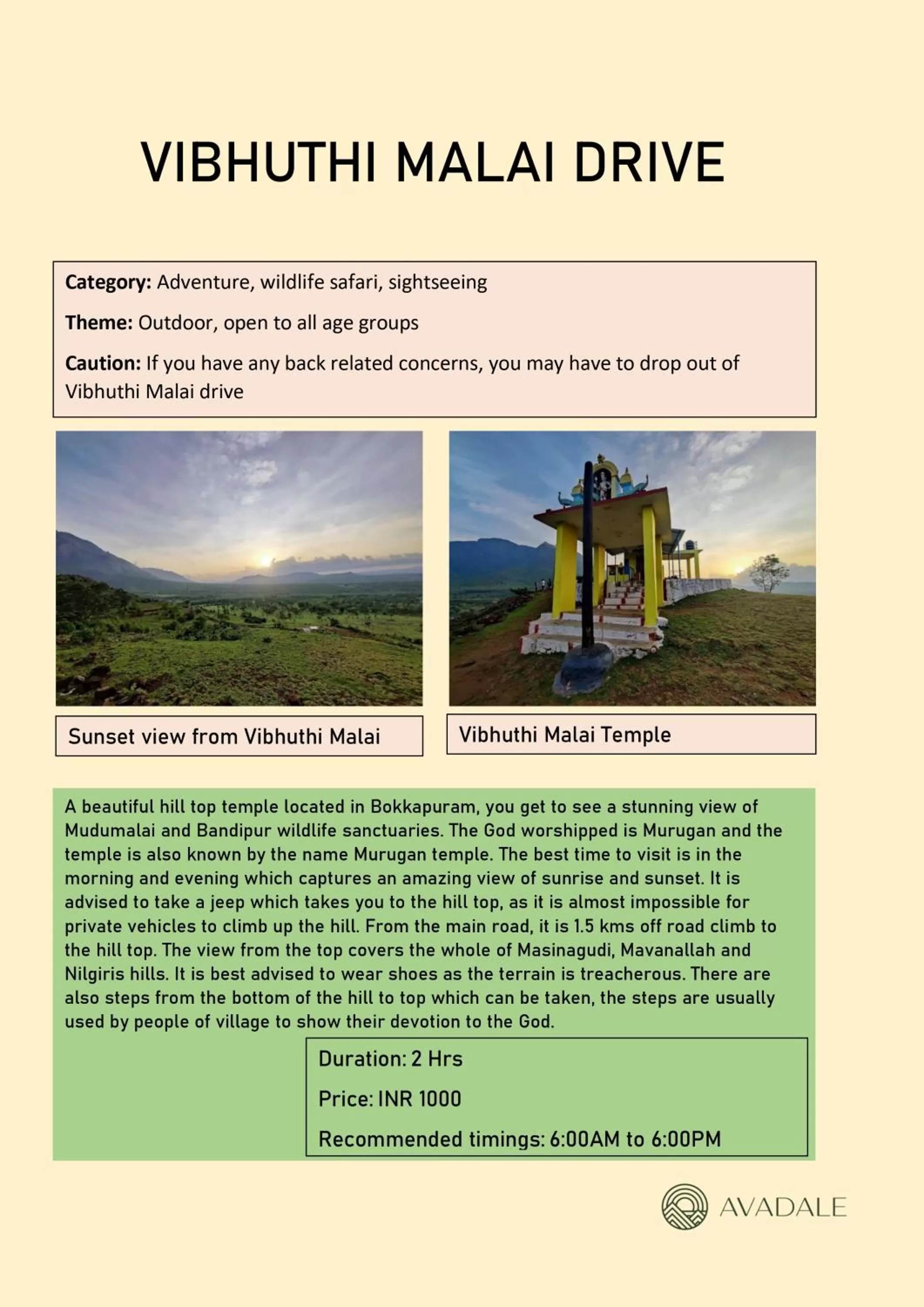 Activities in Avadale Masinagudi - Stag Groups Not Allowed