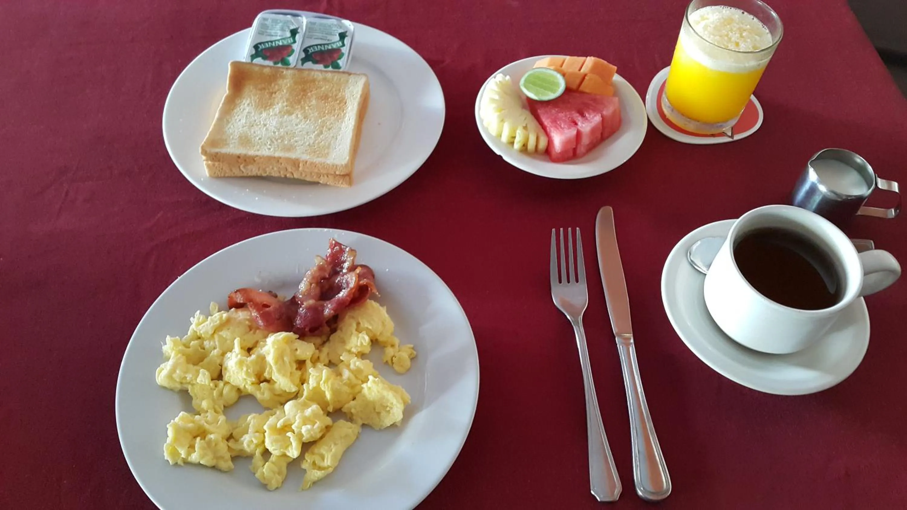 American breakfast in La Walon Hotel