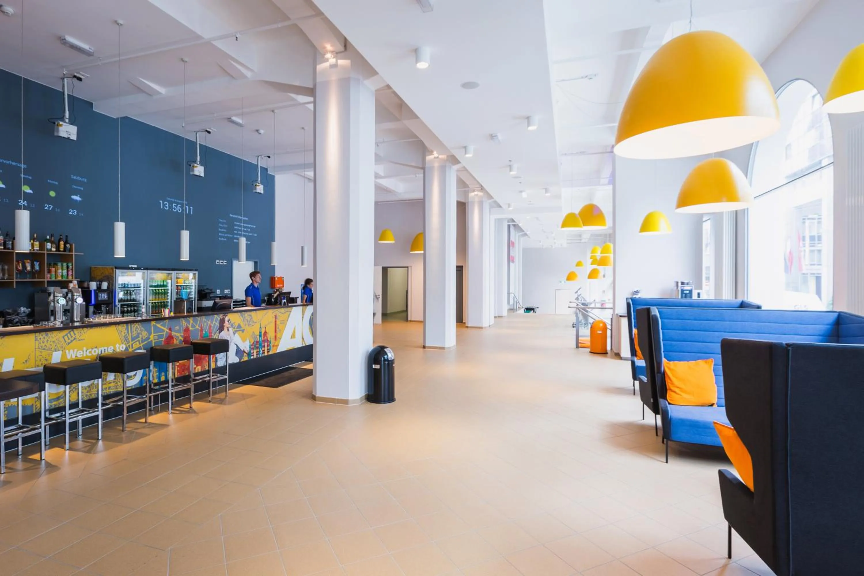 Lobby or reception in a&o Salzburg Hauptbahnhof