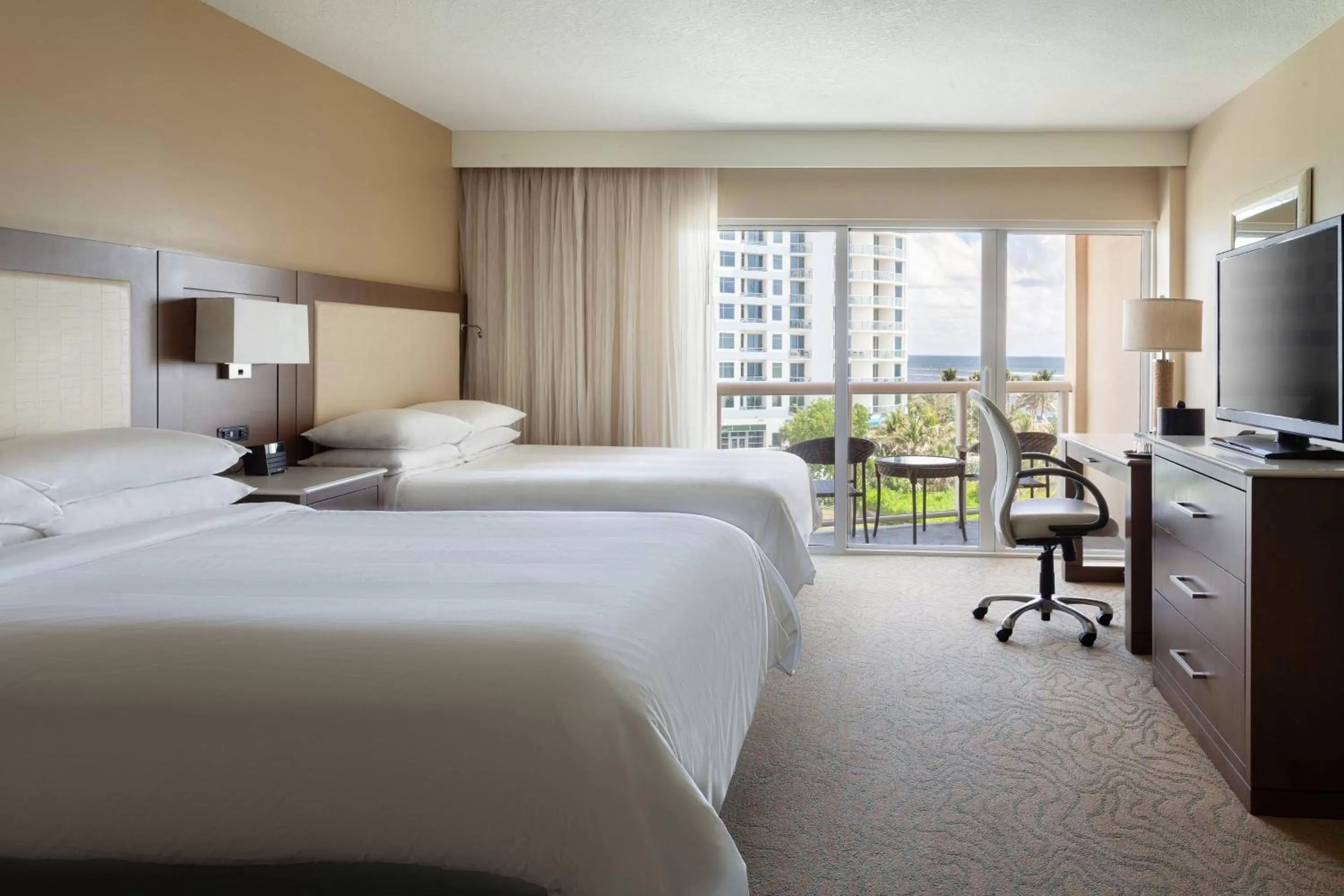 Queen Room with Two Queen Beds, Balcony and Ocean View - Hearing Accessible in Fort Lauderdale Marriott Pompano Beach Resort