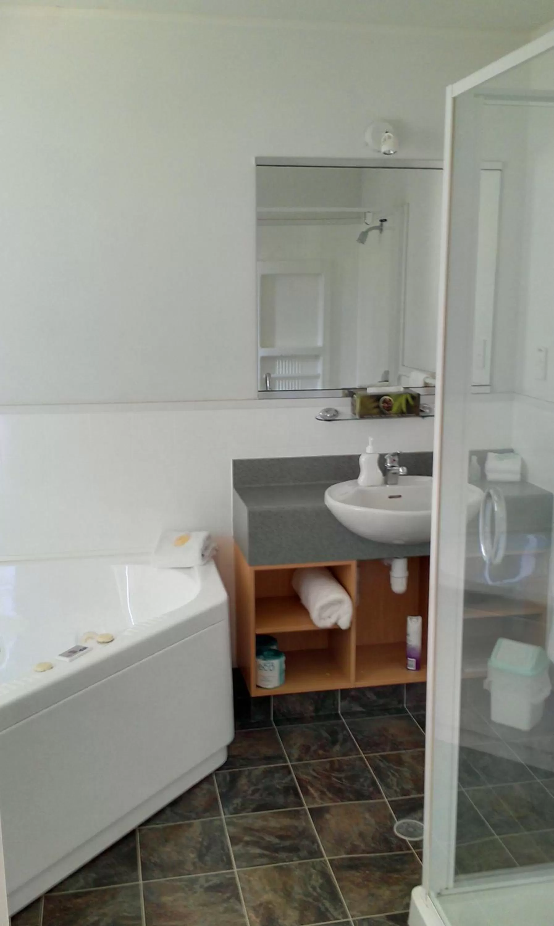 Bathroom in Riverview Motel