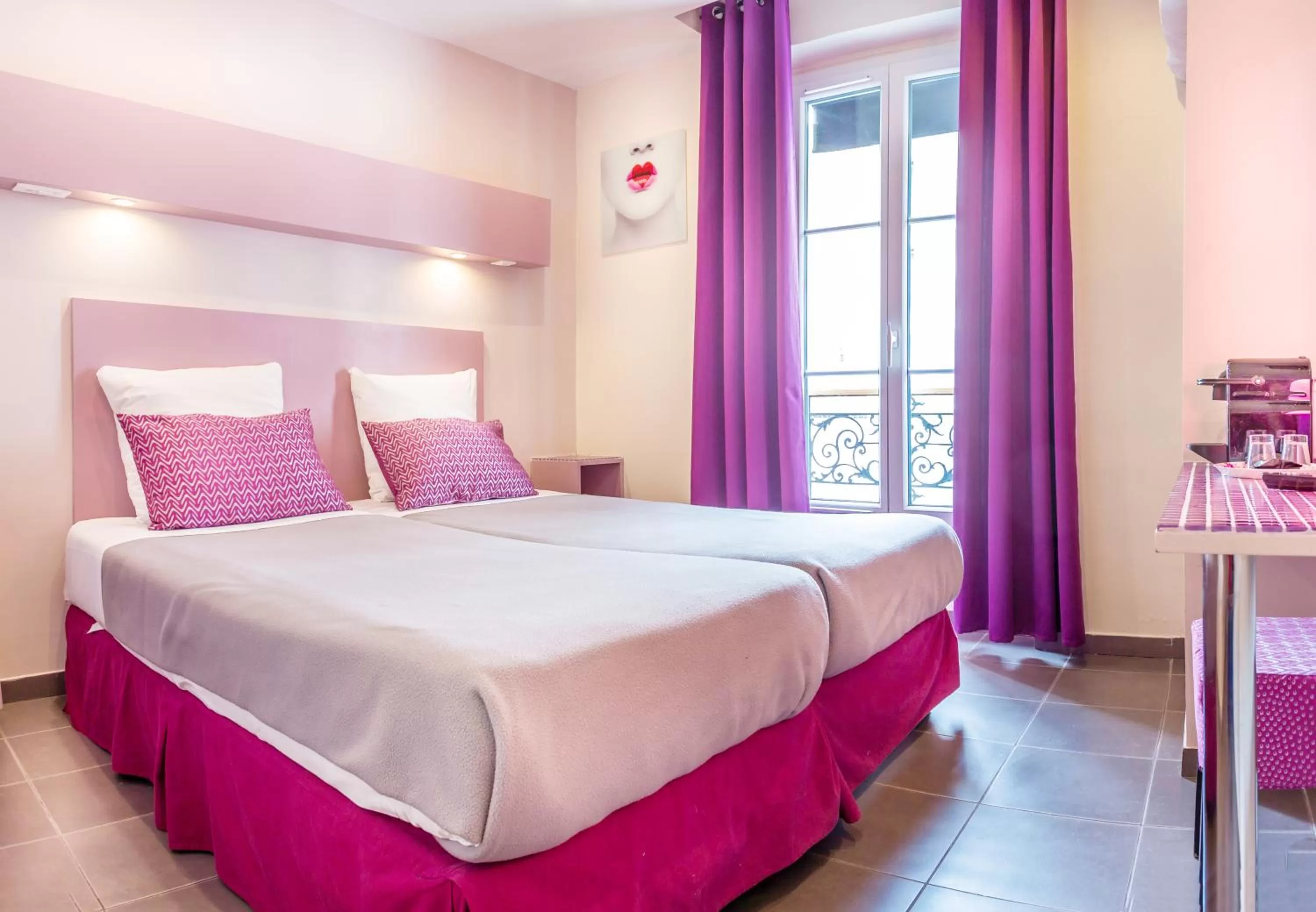 Bed in Pink Hotel