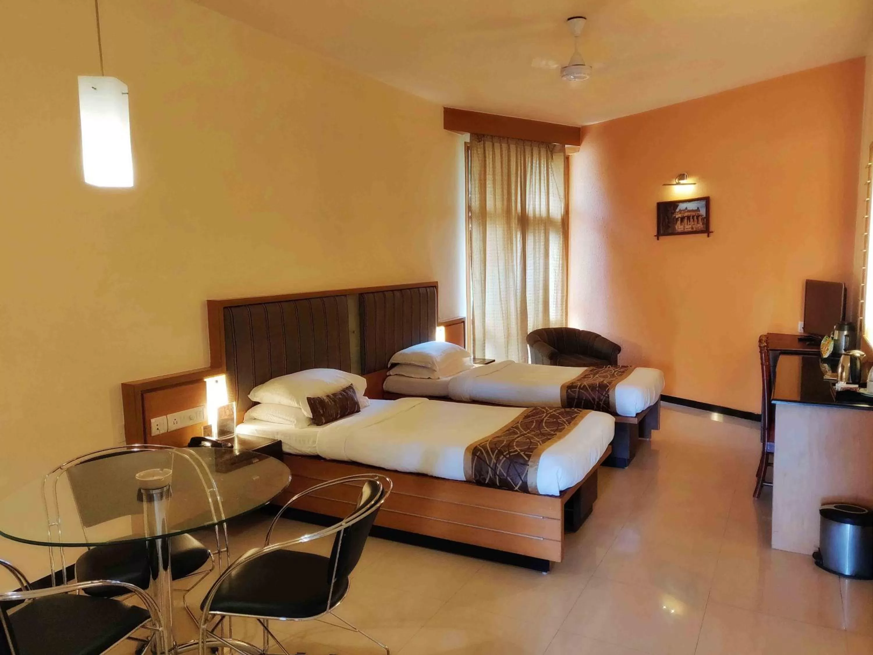 Photo of the whole room, Bed in Malligi,Hampi