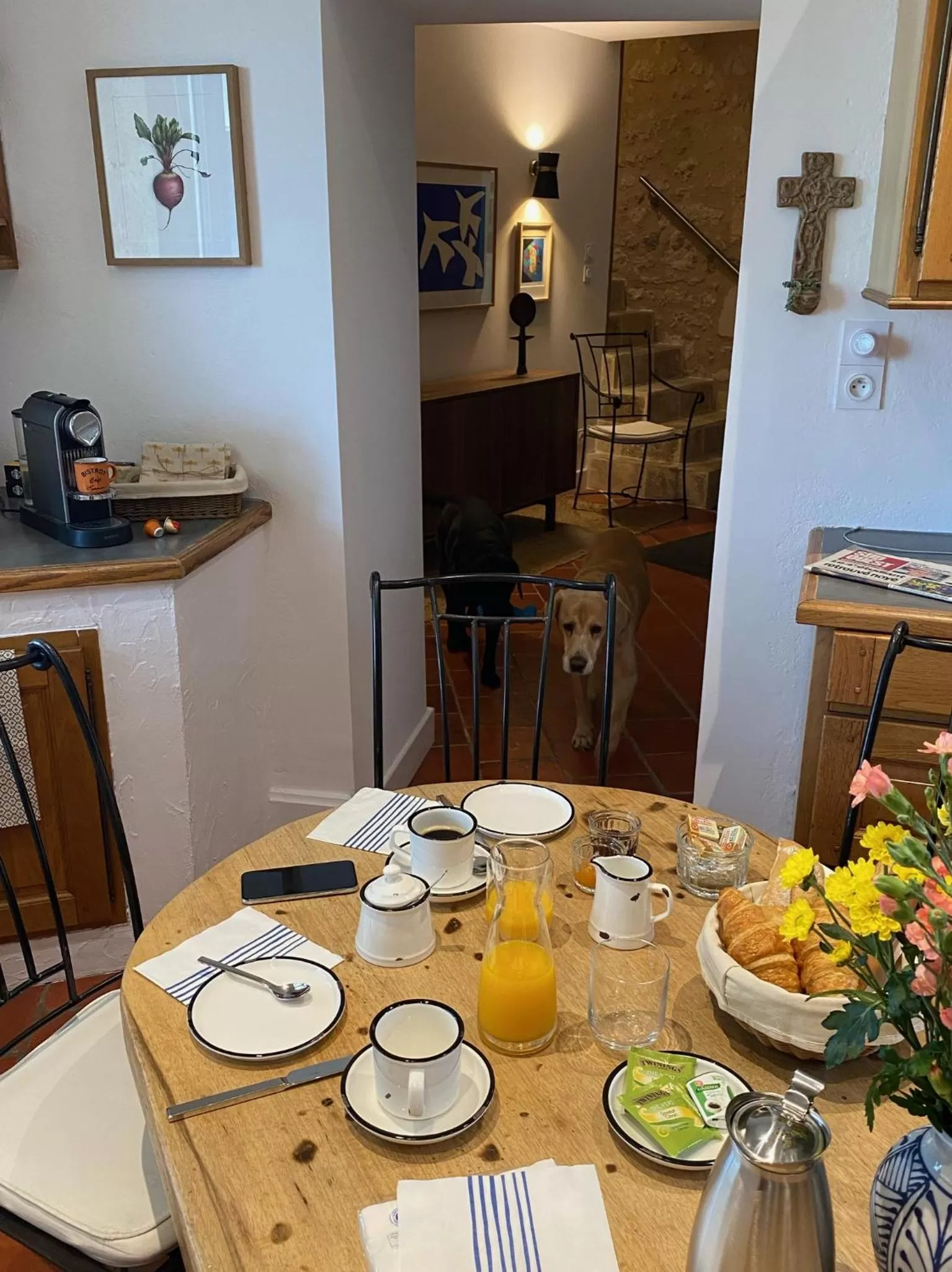 Continental breakfast in Le Prieuré de Saint Pierre