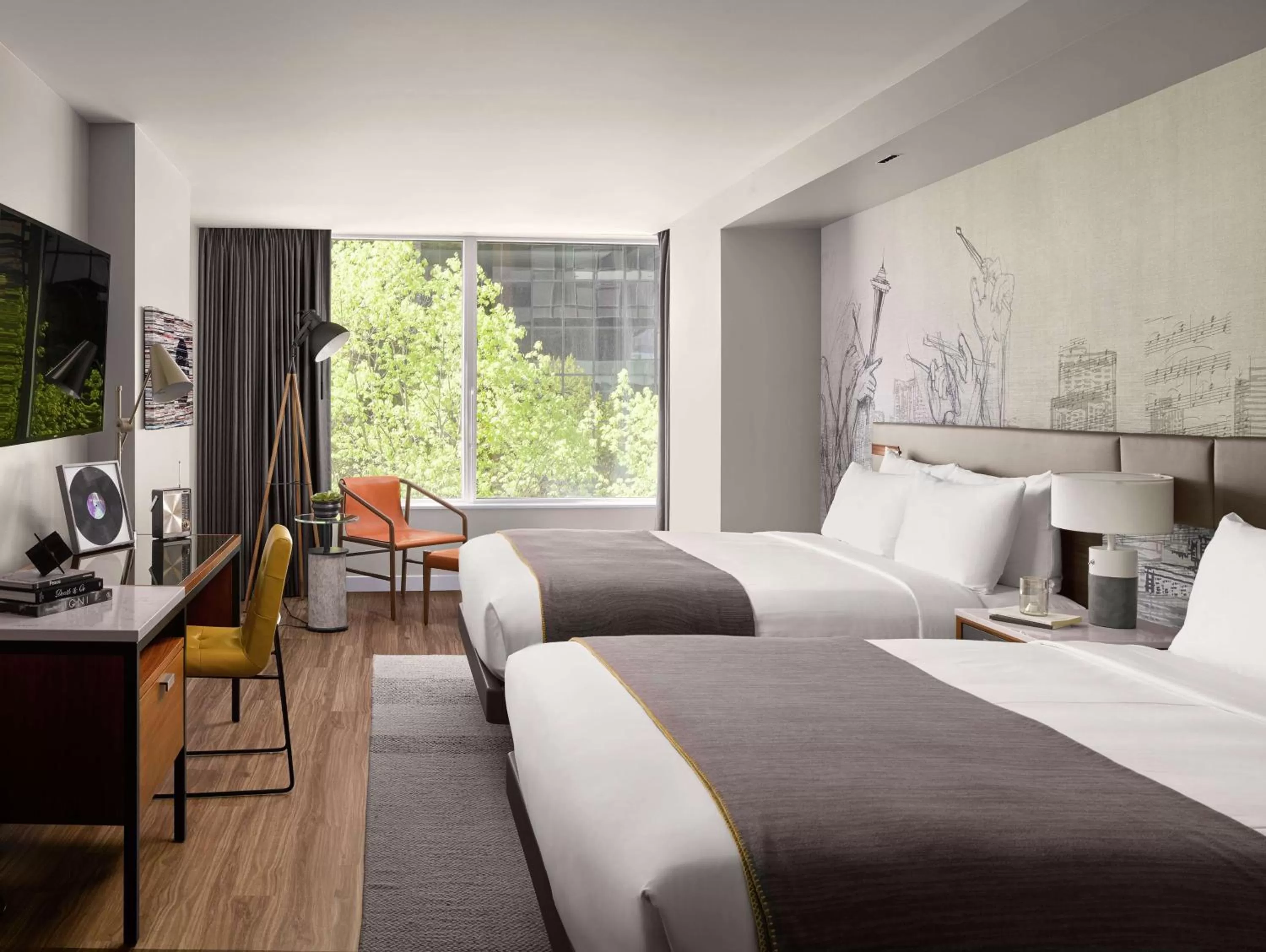 Bed in The Sound Hotel Seattle Belltown, Tapestry Collection