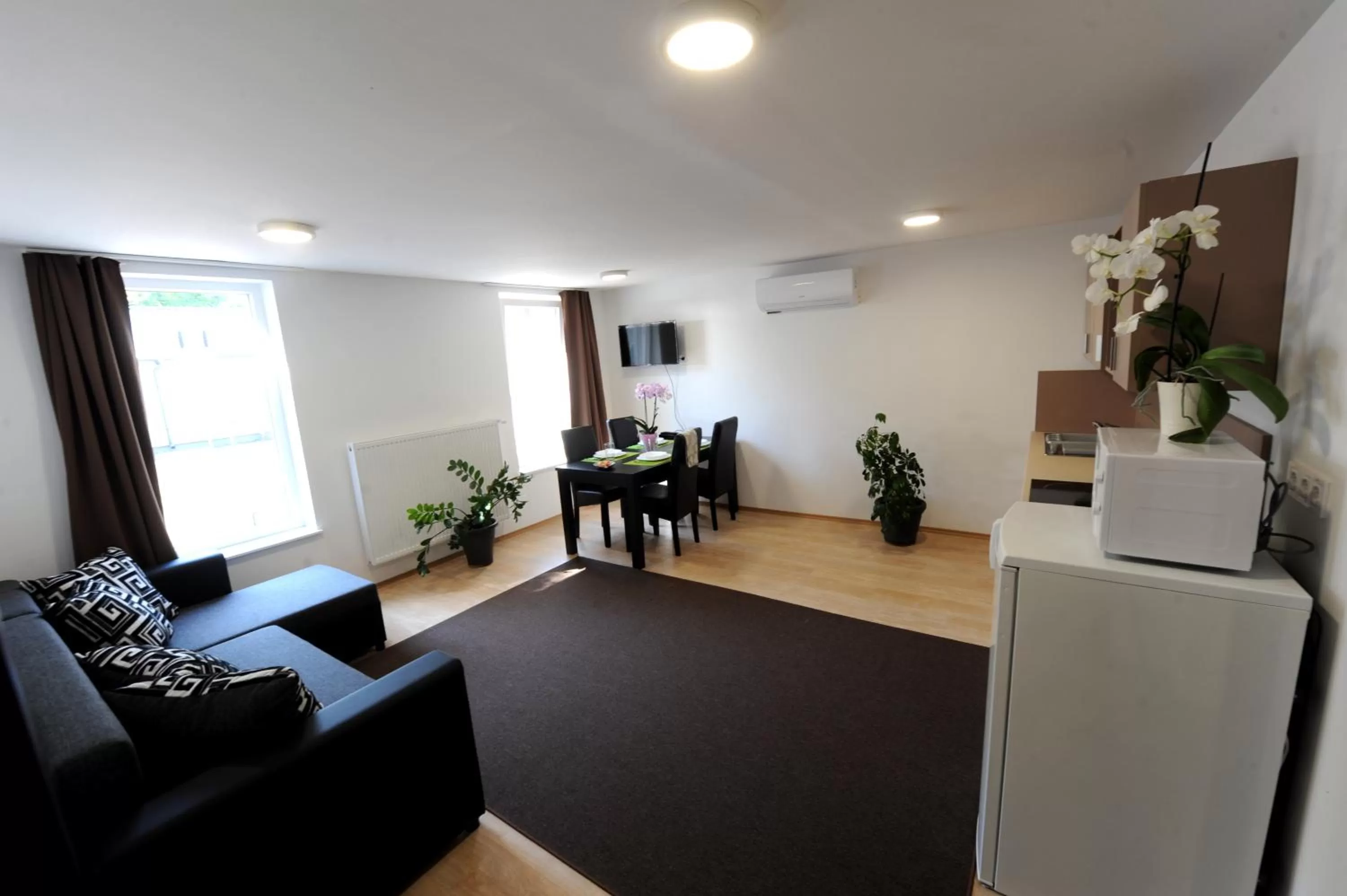 Kitchen or kitchenette, Seating Area in Tiszaliget Apartman és Szálló