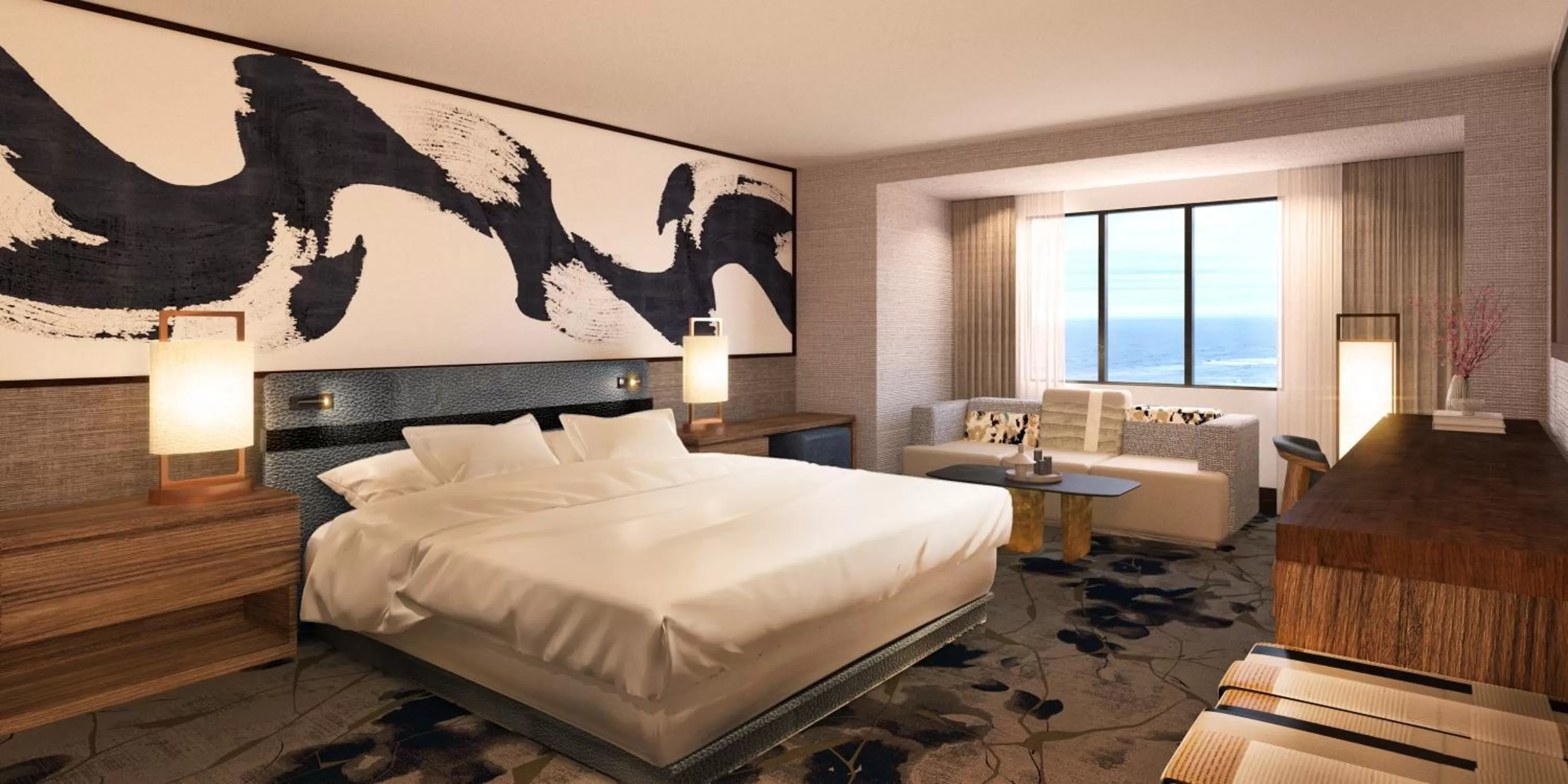 Bedroom, Bed in Caesars Atlantic City, A Caesars Destination