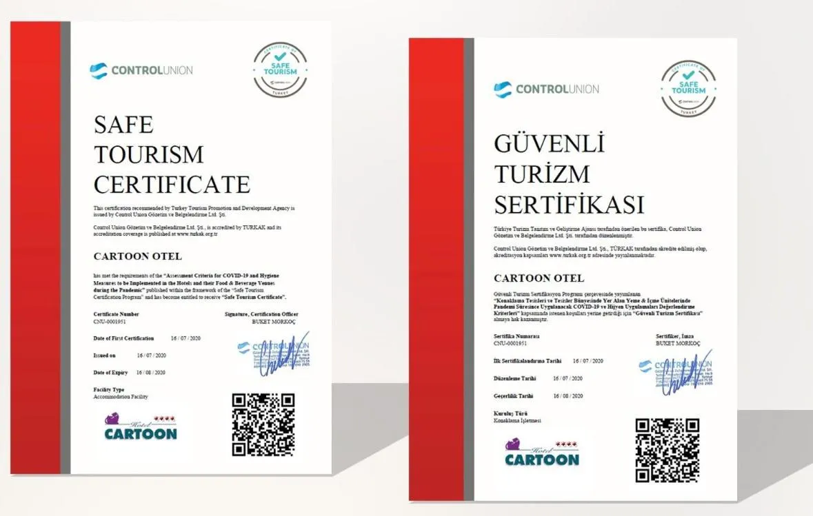 Certificate/Award in Cartoon Hotel