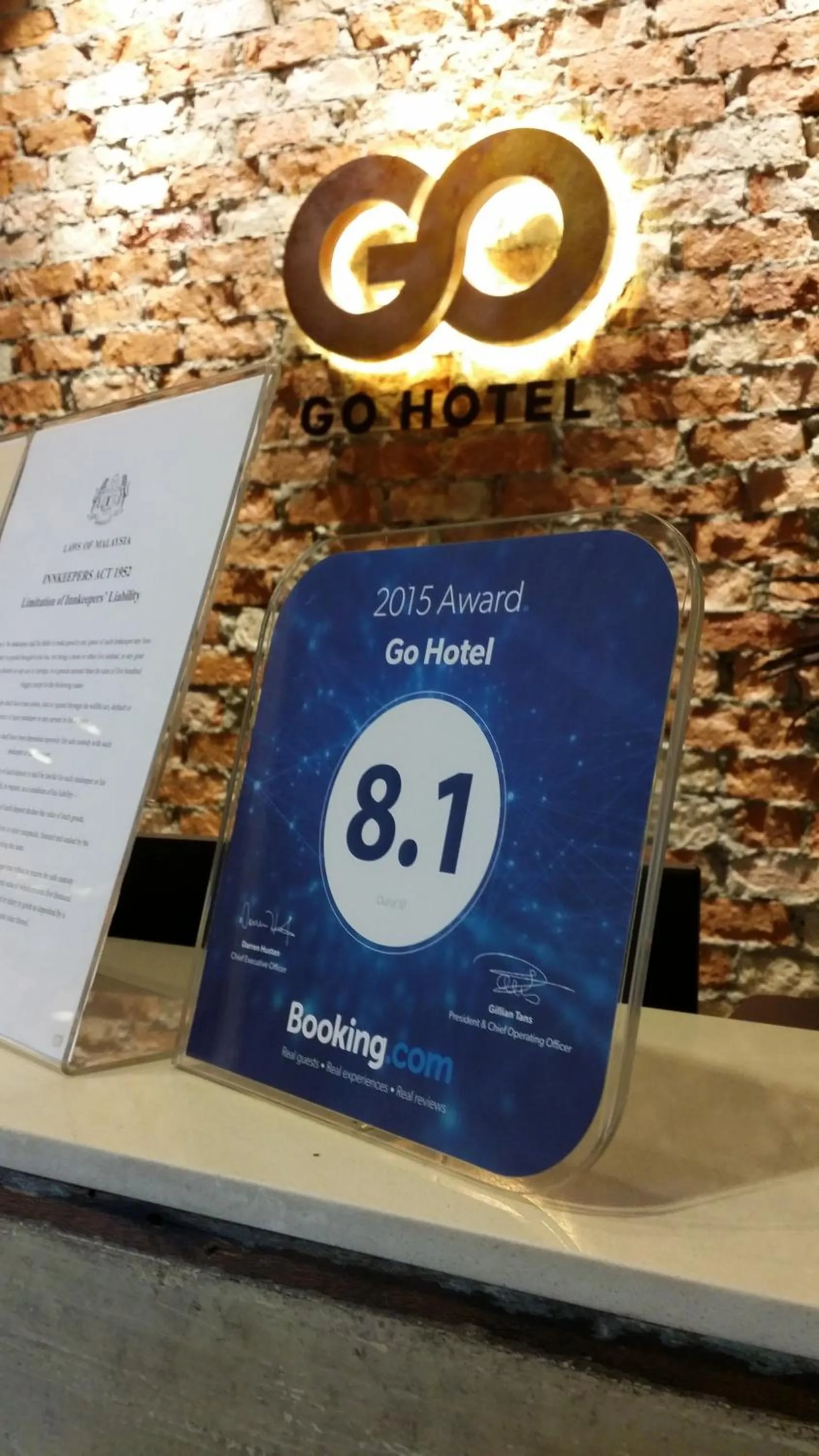 Certificate/Award in Go Hotel