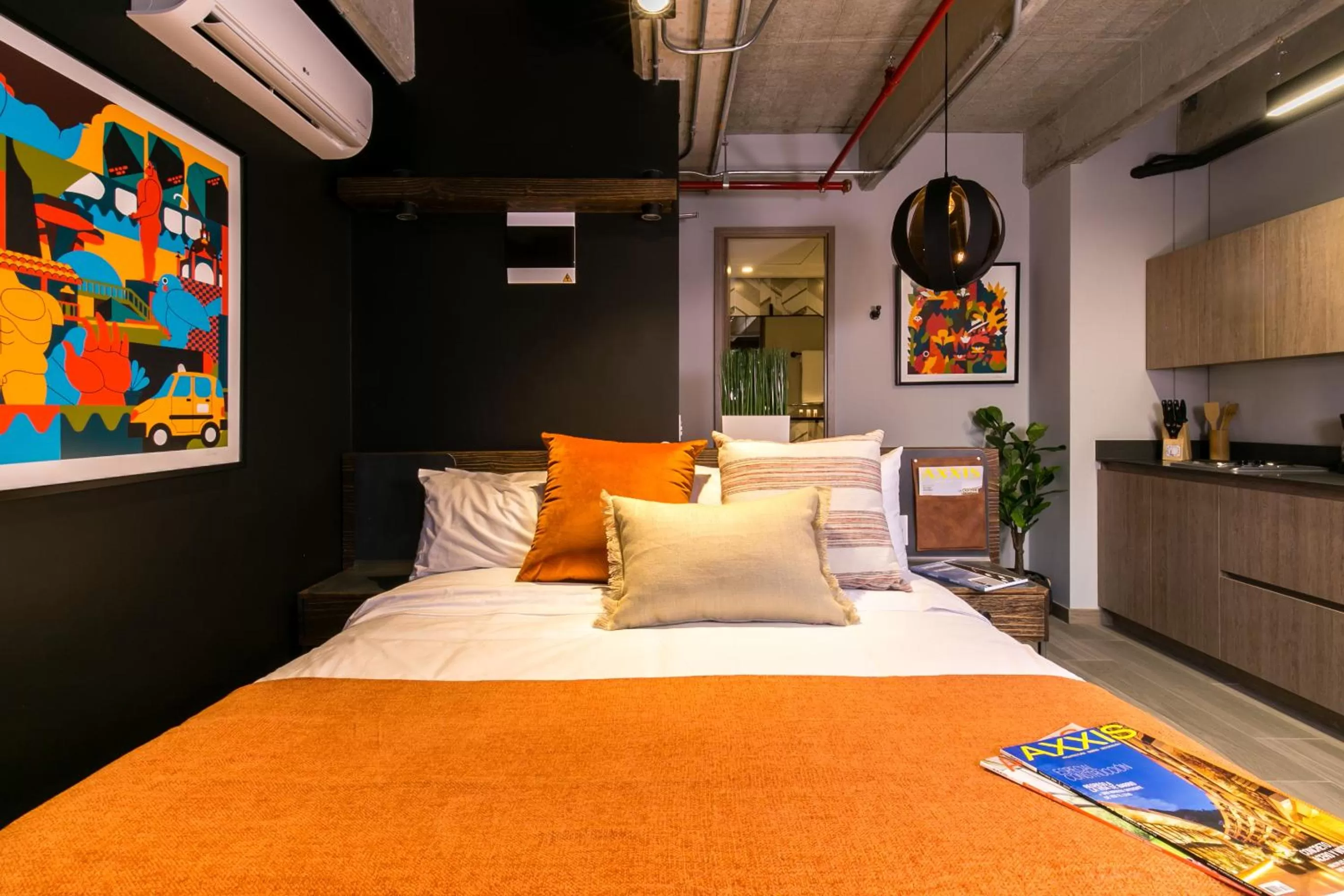 Bed in Factory Lofts Hotel