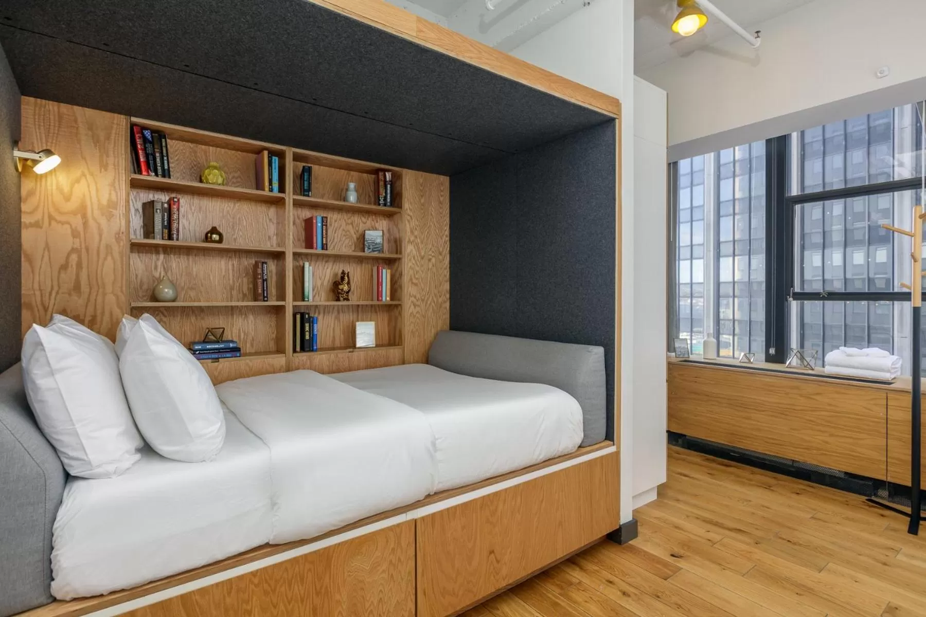 Bedroom, Bed in Placemakr Wall Street