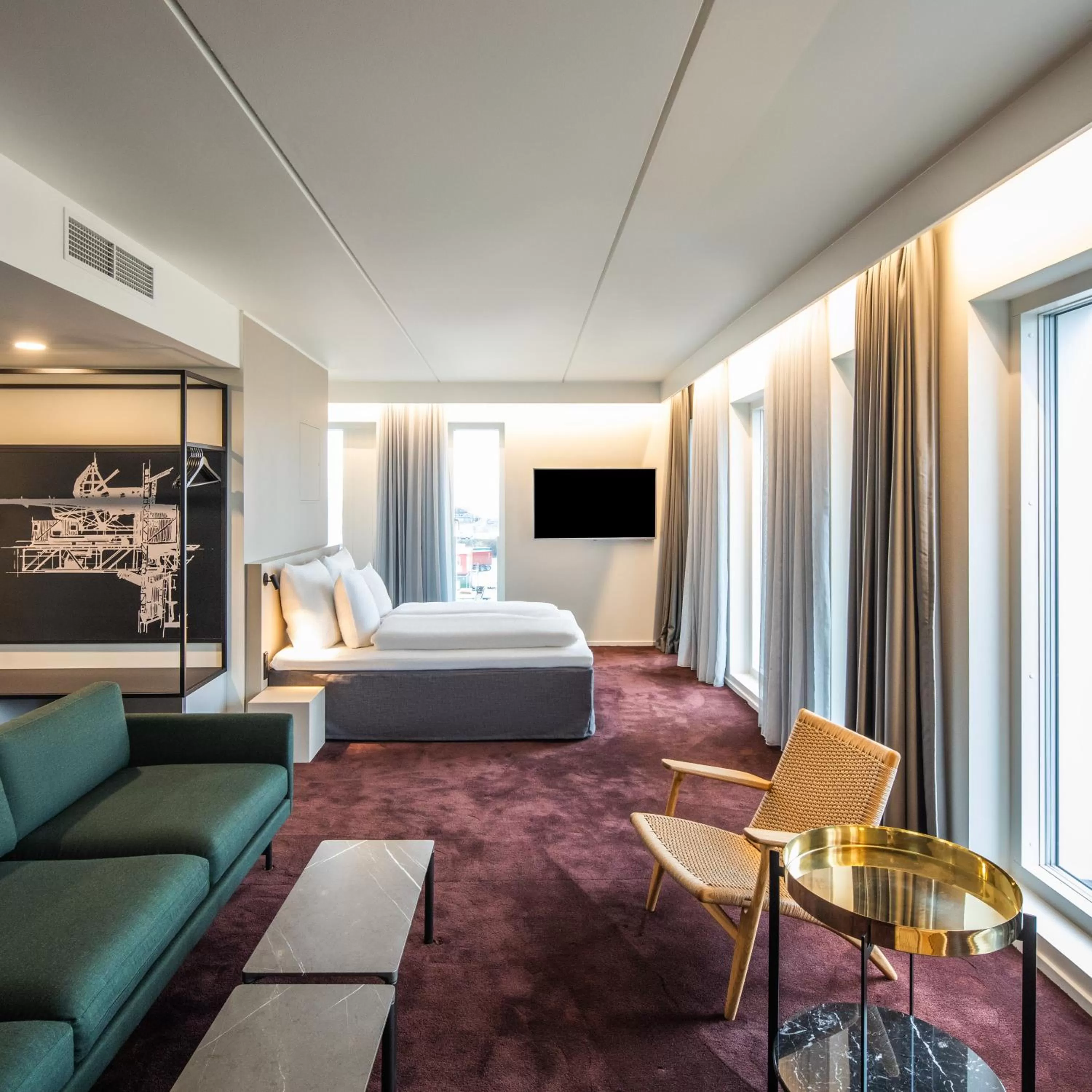 Living room, Bed in Comwell Copenhagen Portside Dolce by Wyndham
