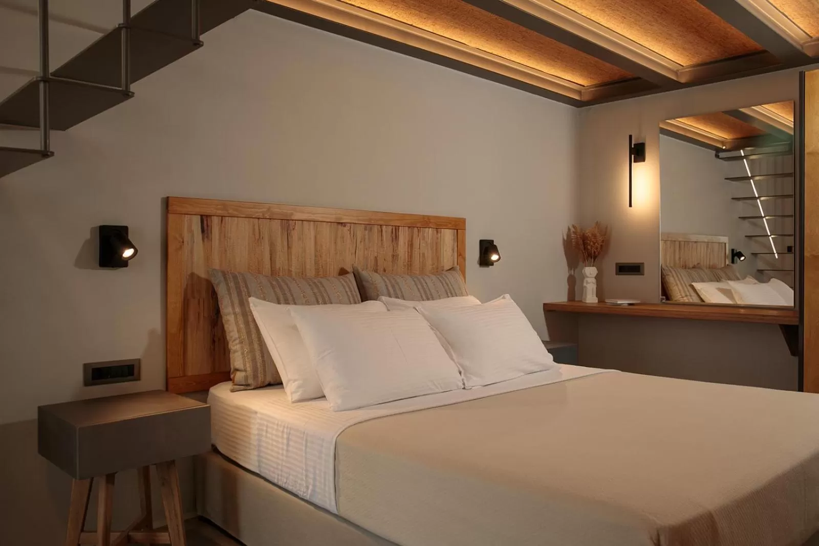 Bed in Makava Suites Naxos