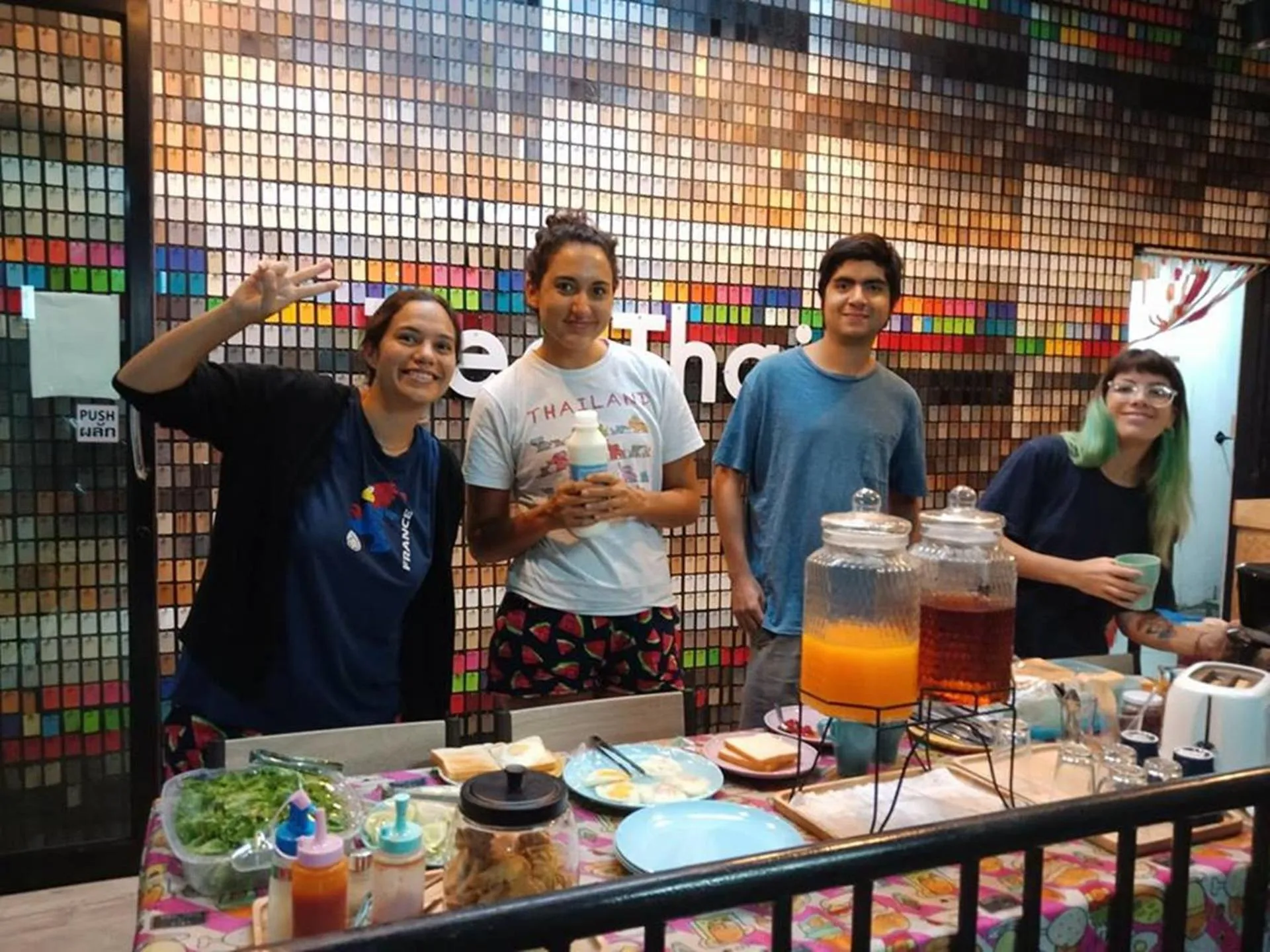 Buffet breakfast in Zee Thai Hostel