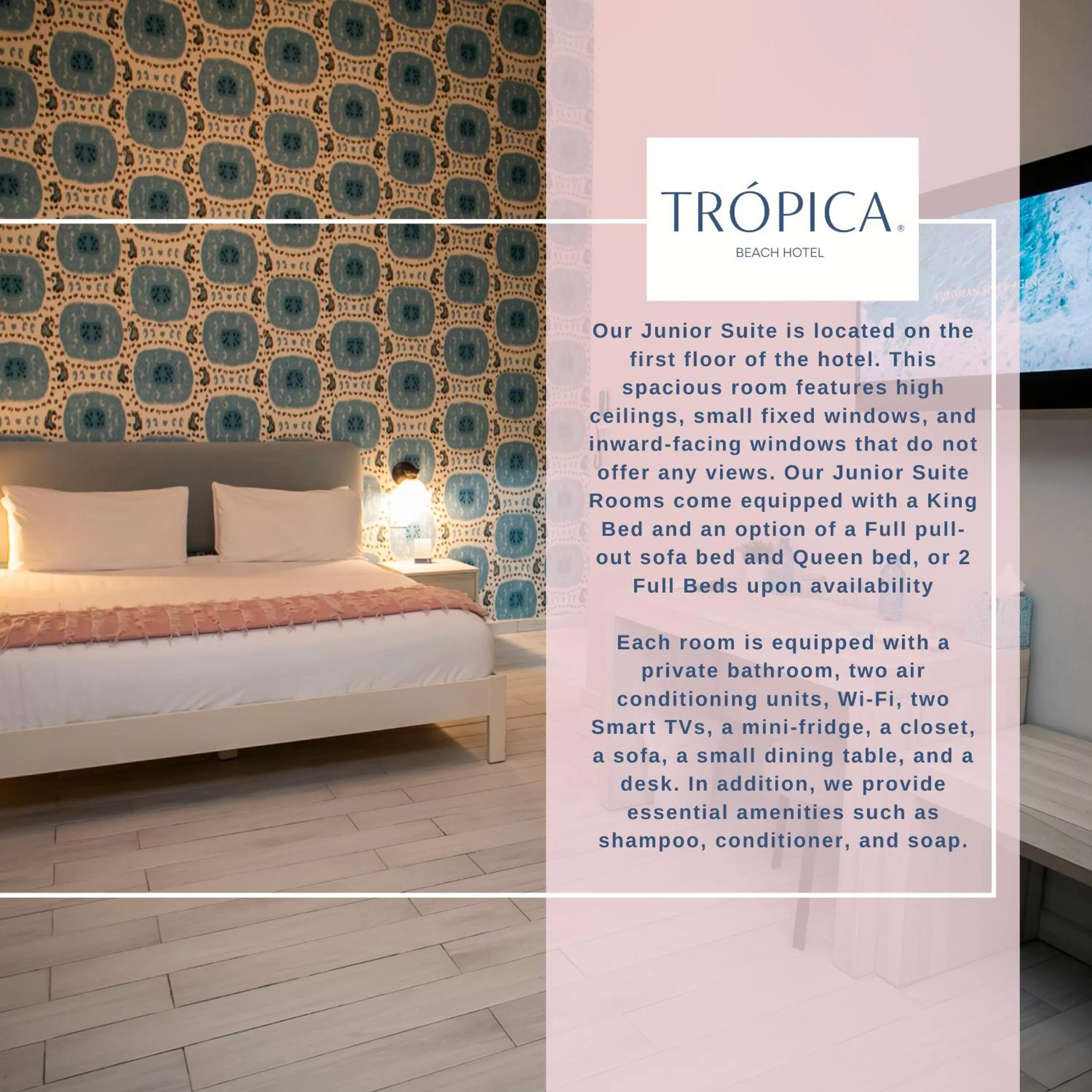 Bed in Trópica Beach Hotel