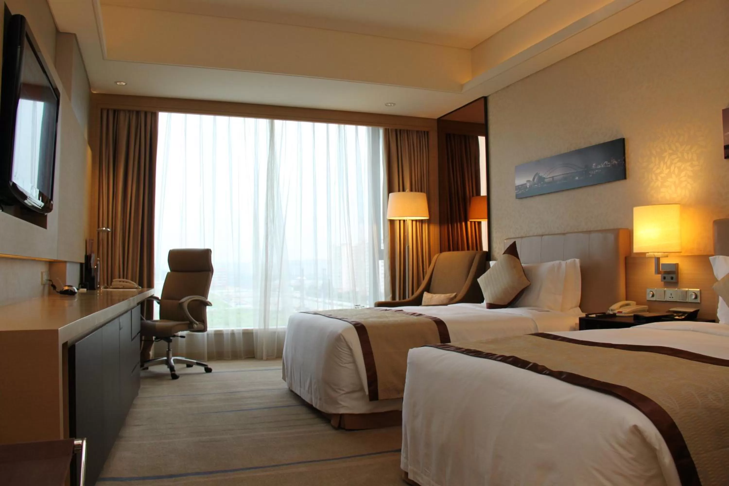 Decorative detail, Bed in Crowne Plaza Guangzhou Huadu by IHG