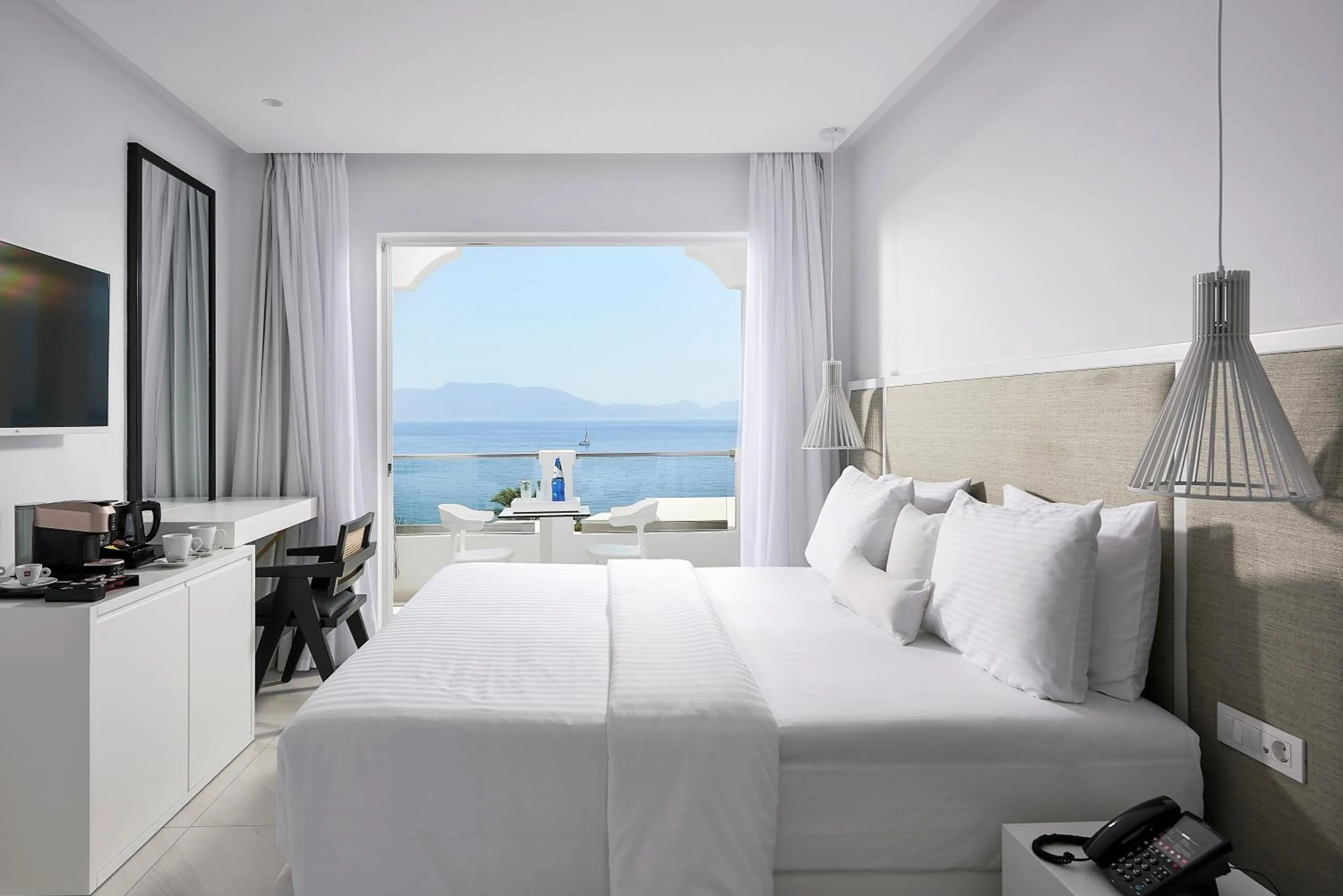 View (from property/room), Bed in Dimitra Beach Hotel & Suites
