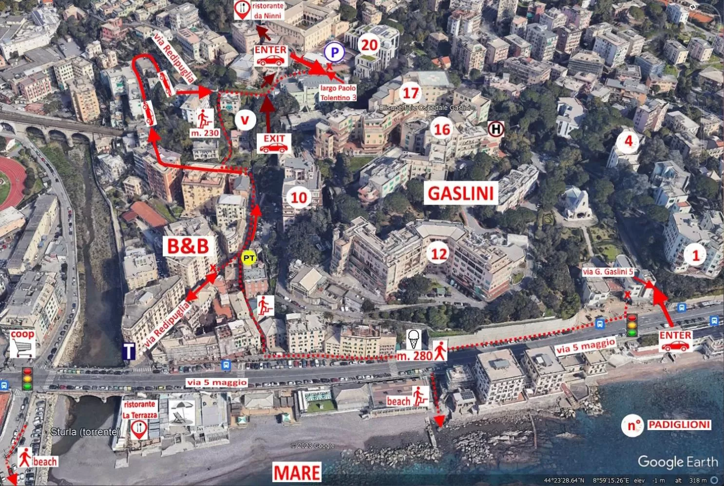 Bird's eye view in B&B Gaslini & Mare (anche con uso cucina)