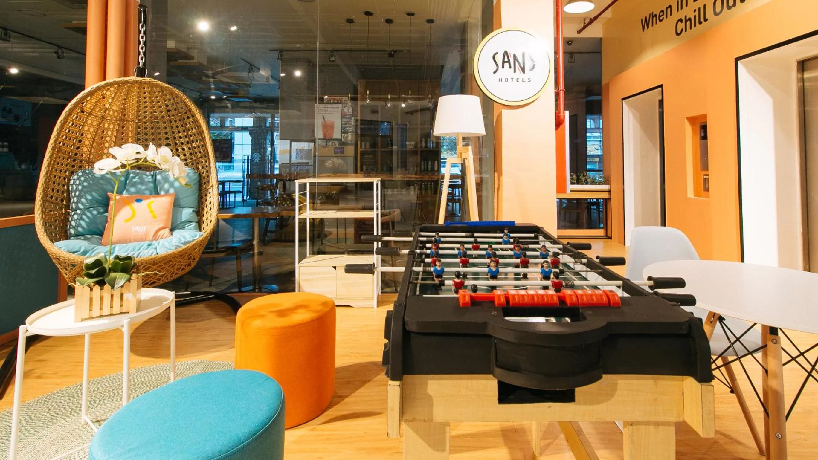 Seating area in Sans Hotel Laperal Manila