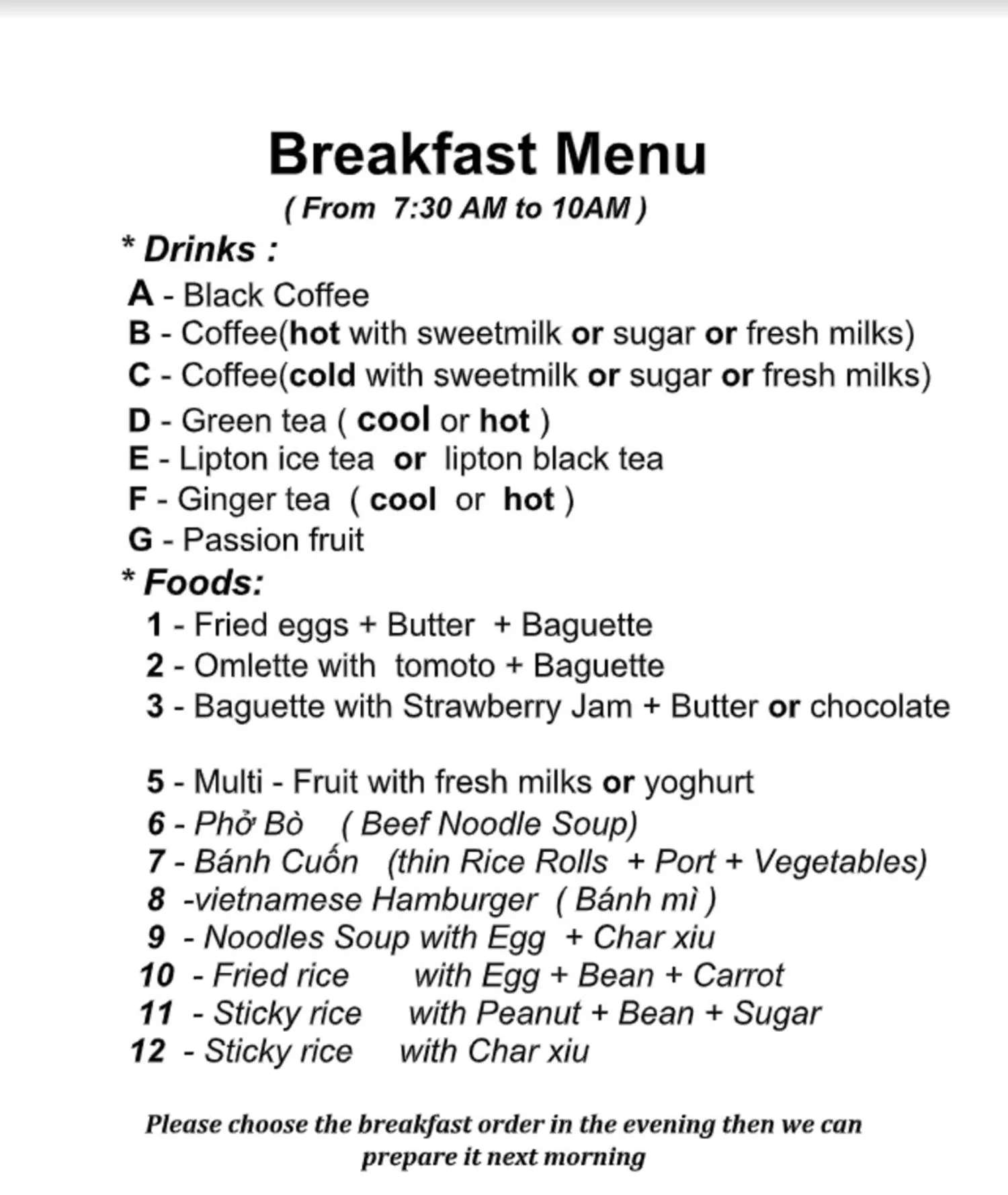 Breakfast in The Moon Villa Hoi An