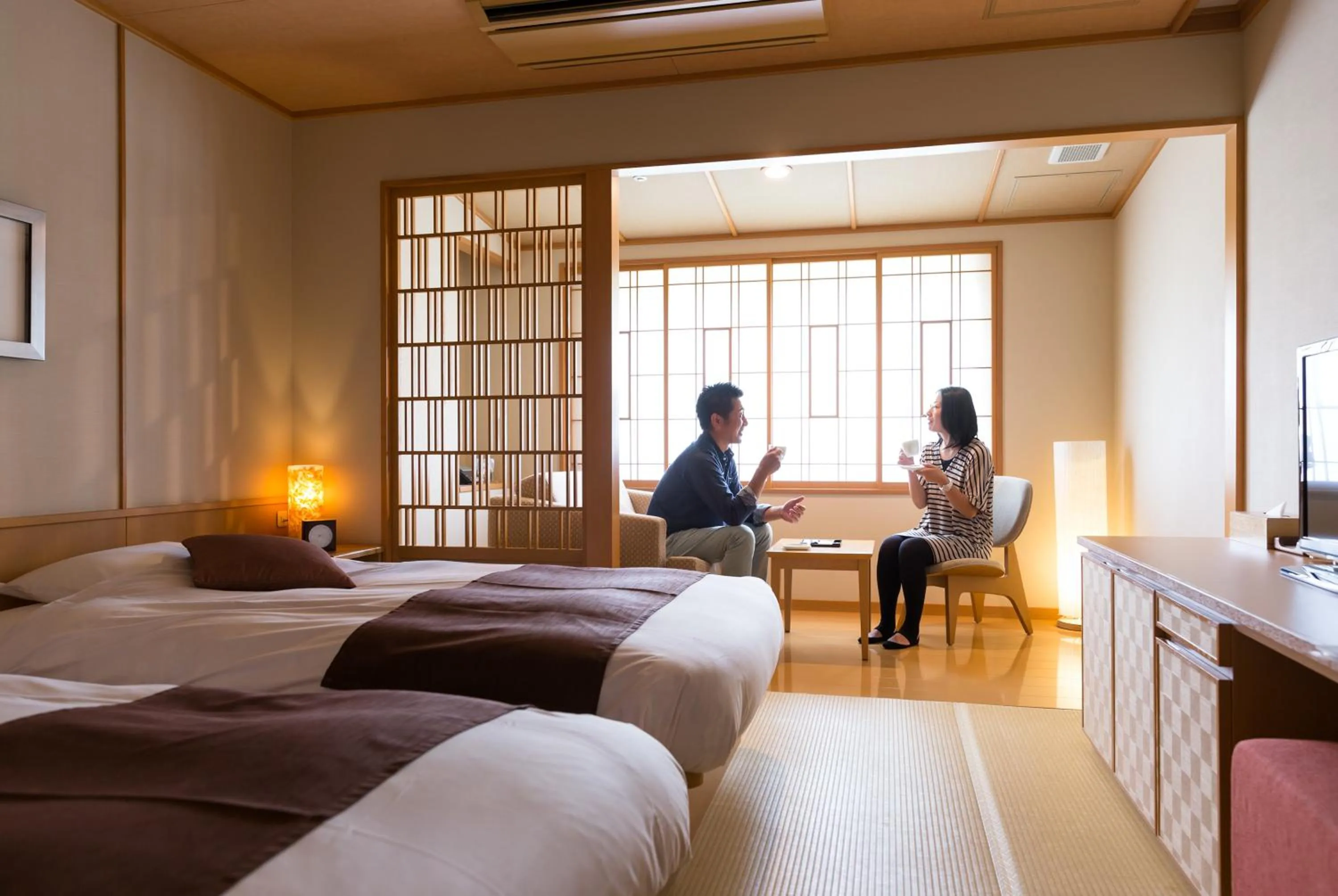 People, Bed in Hotel Taisetsu Onsen&Canyon Resort