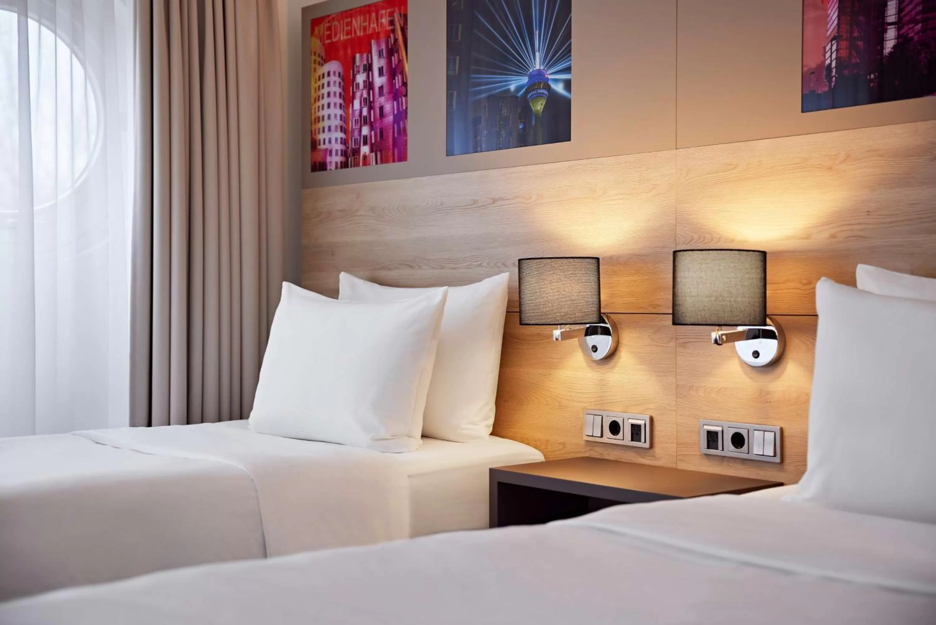 Bedroom, Bed in Lindner Hotel Dusseldorf Airport, part of JdV by Hyatt