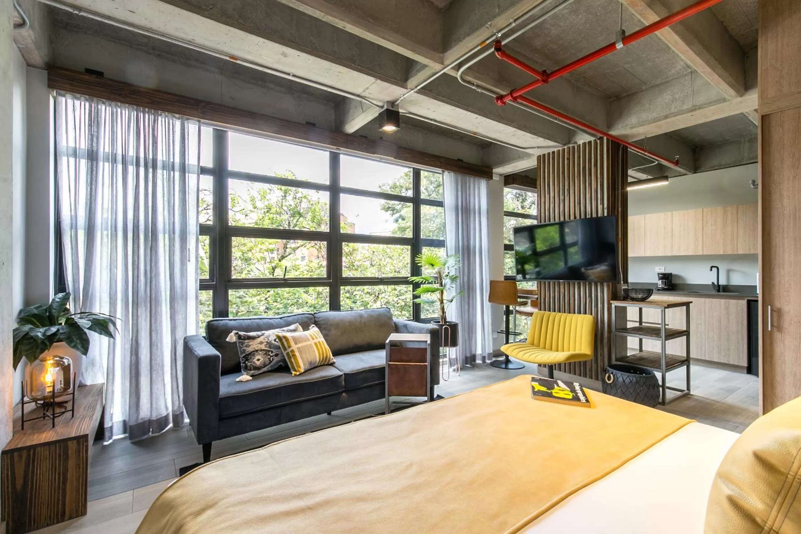 Bed in Factory Lofts Hotel