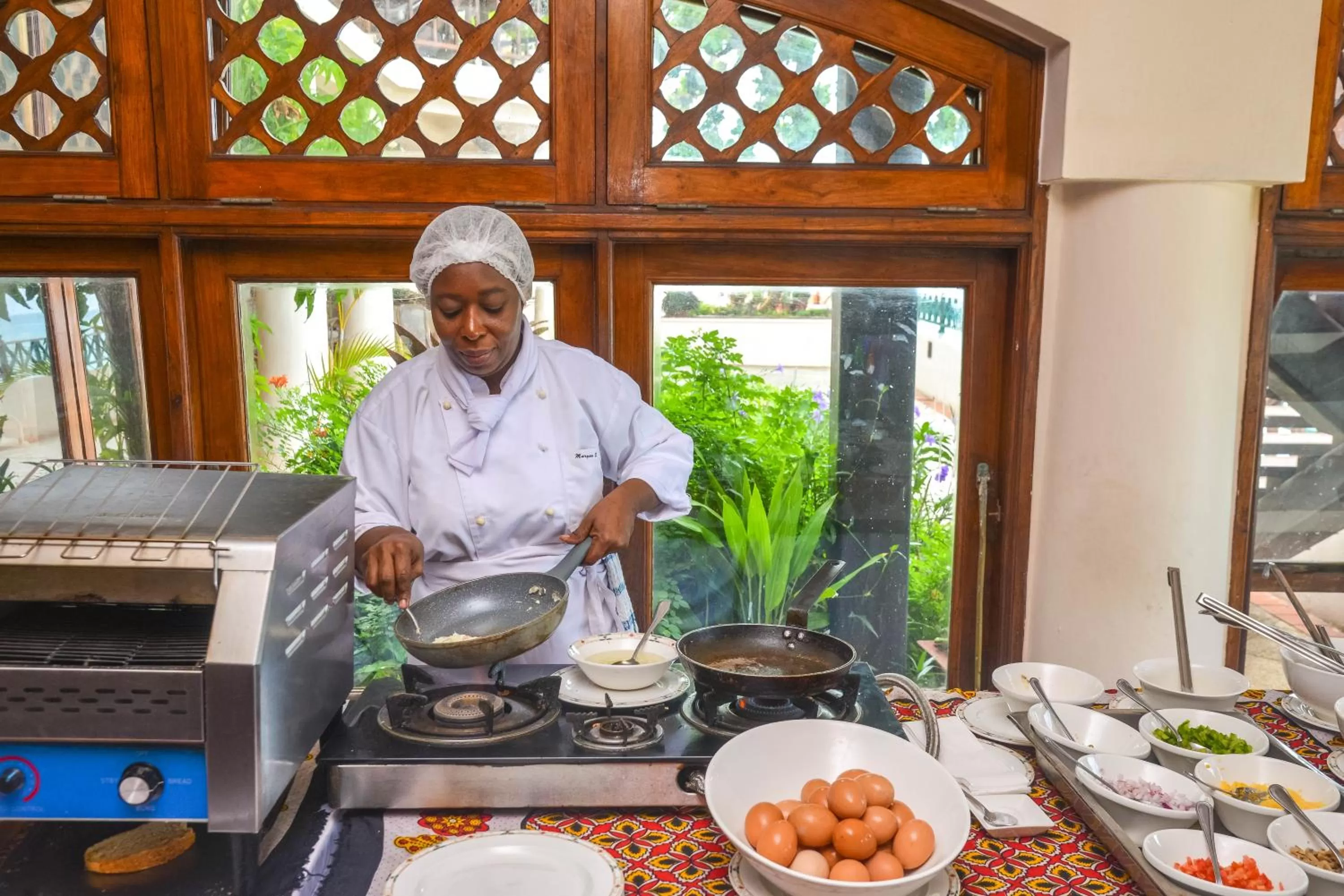 Buffet breakfast in Zanzibar Serena Hotel