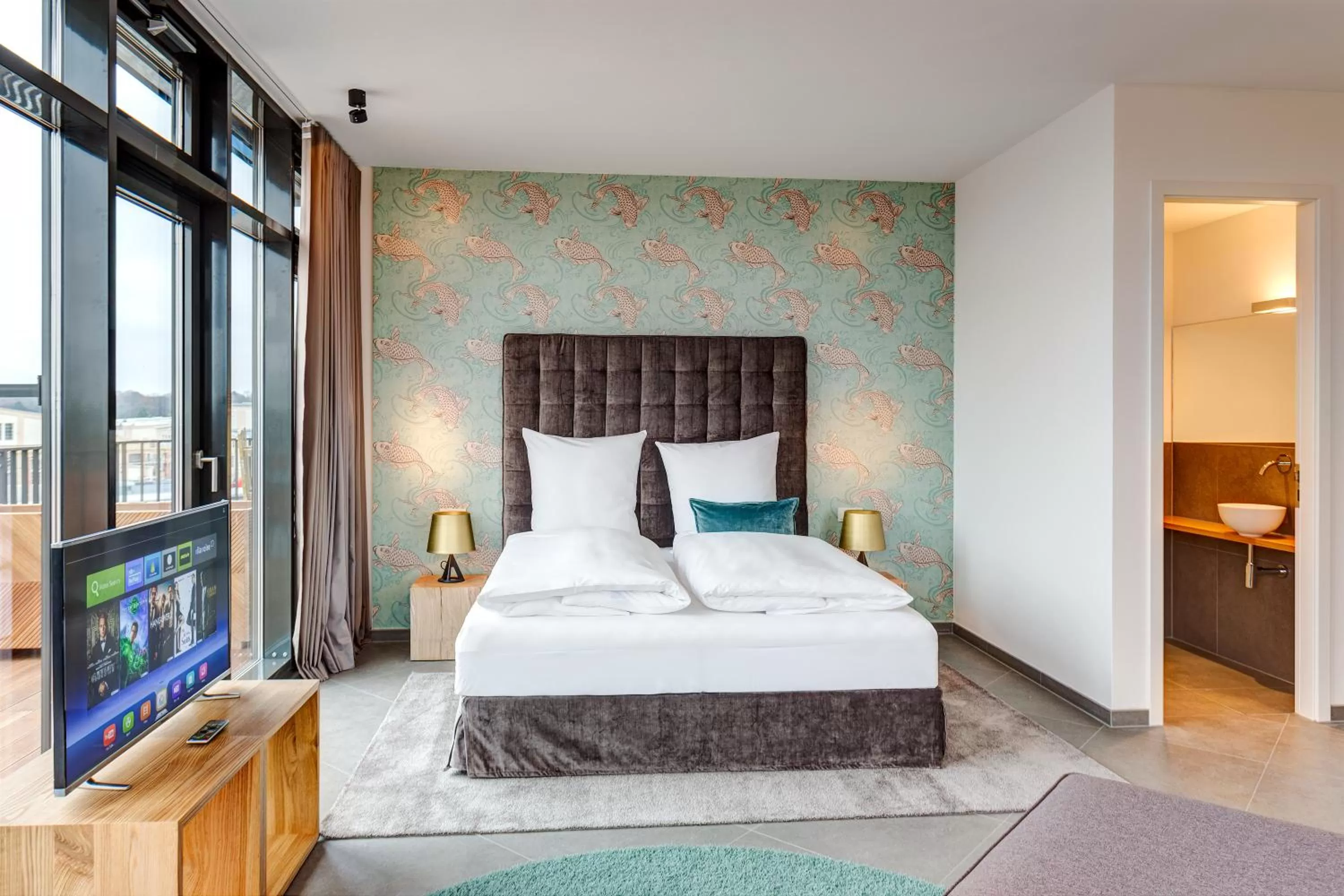 Bed in Hotel im Bunker