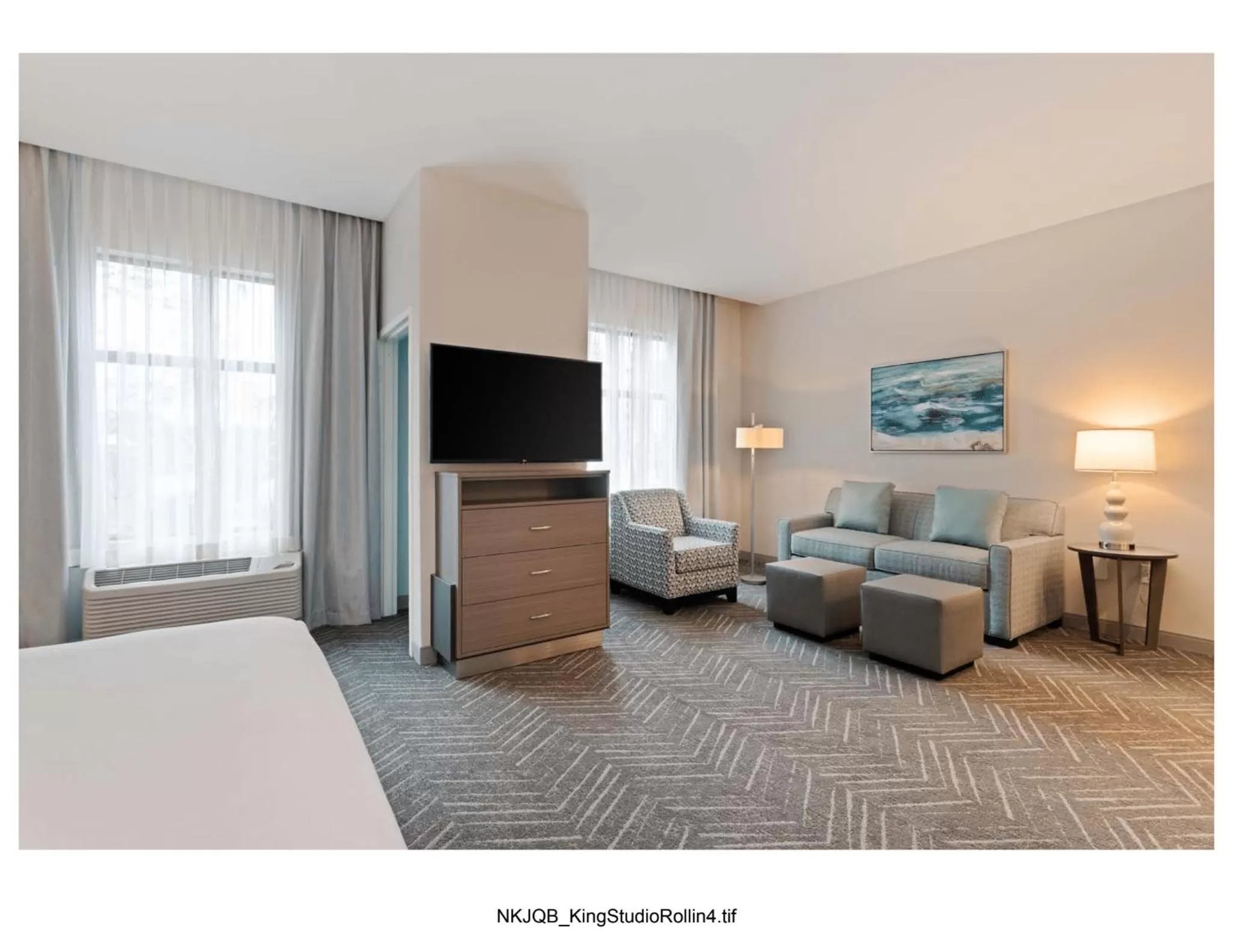 Living room, Bed in Homewood Suites By Hilton Panama City Beach, Fl