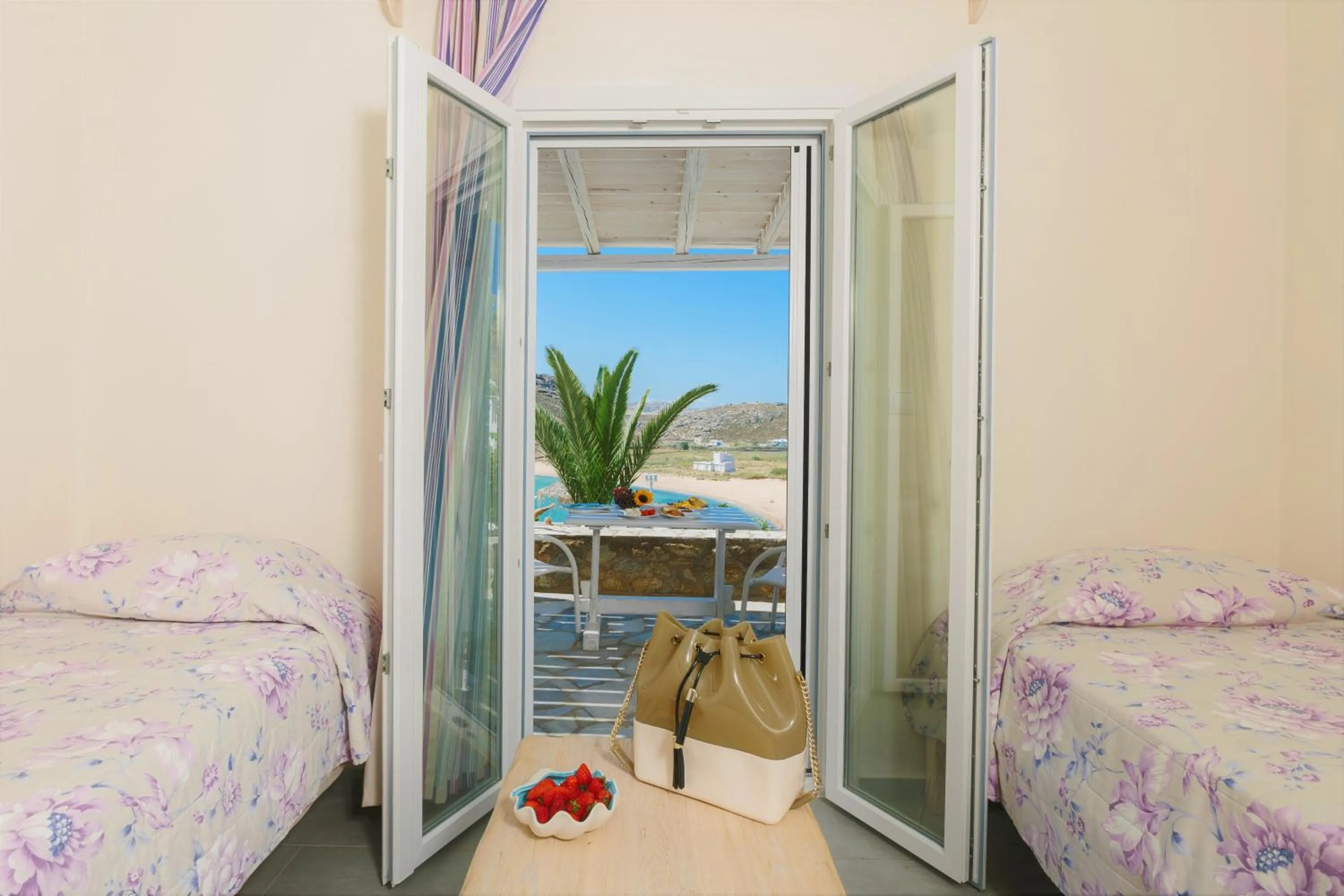 Bed in Panormos Village Hotel