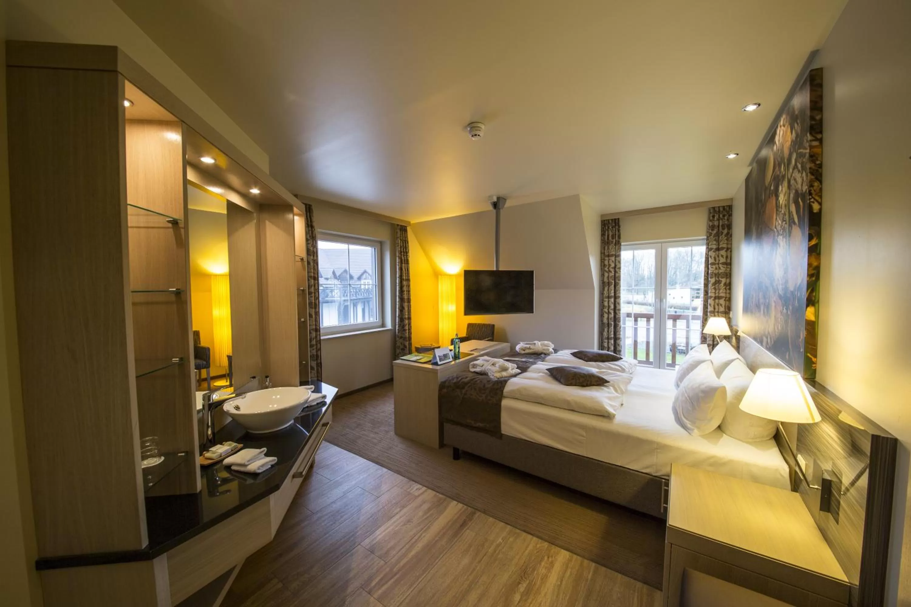 Bed in Logis Hôtel Kur- und Wellnesshaus Spree Balance