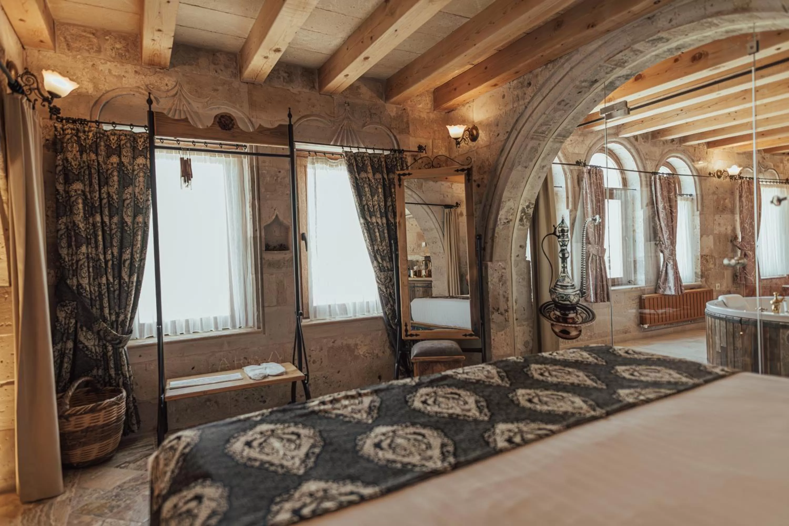 View (from property/room), Bed in Şah Saray Cave Suites Halal Hotel