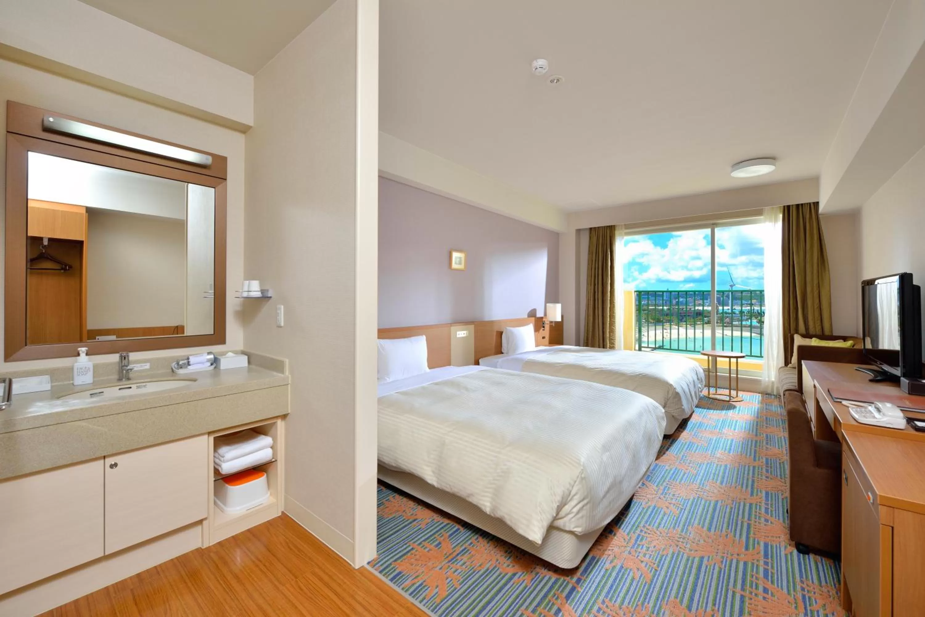 View (from property/room), Bed in Vessel Hotel Campana Okinawa