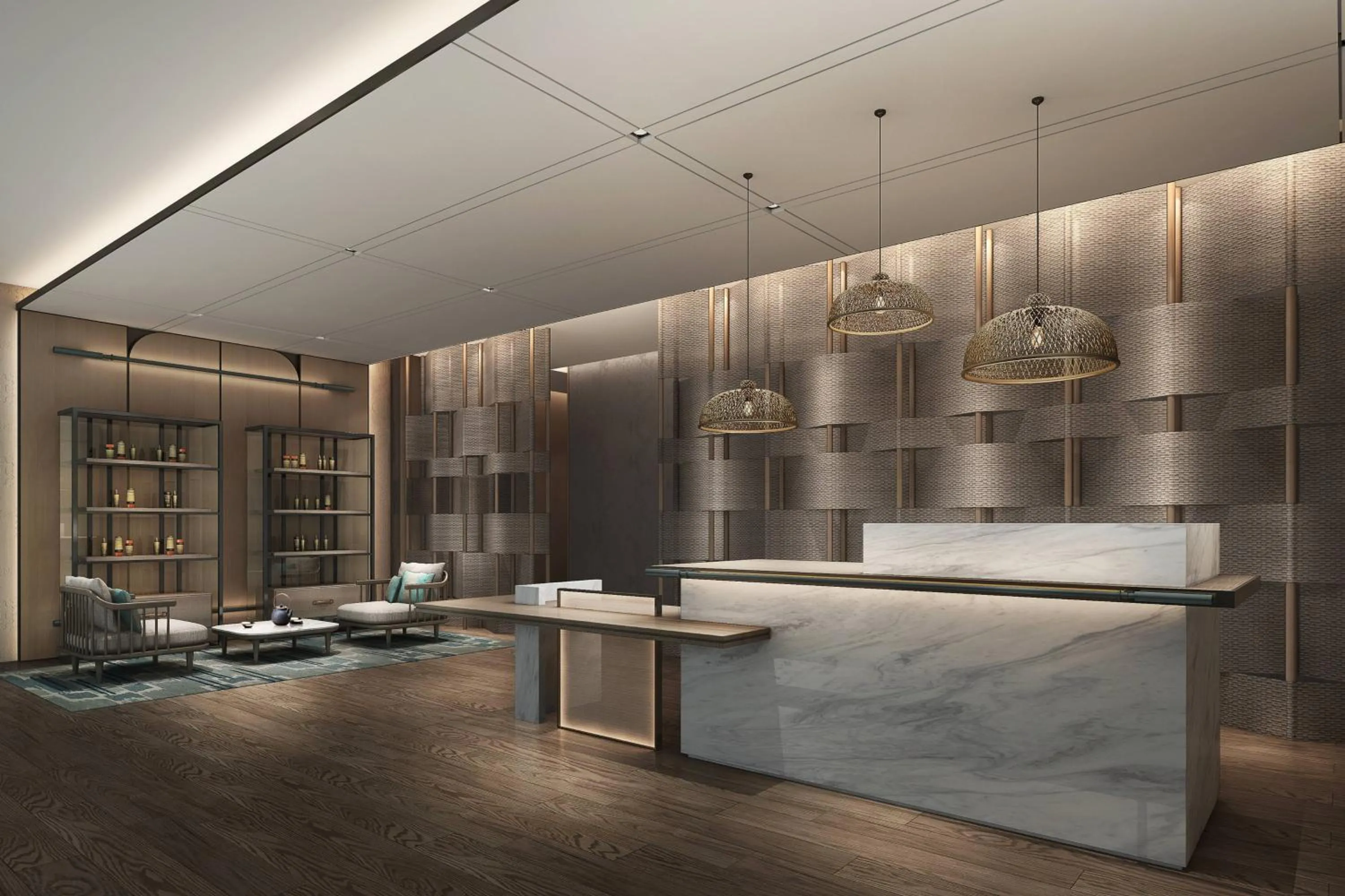 Lobby or reception in Wuhan Marriott Hotel Hankou