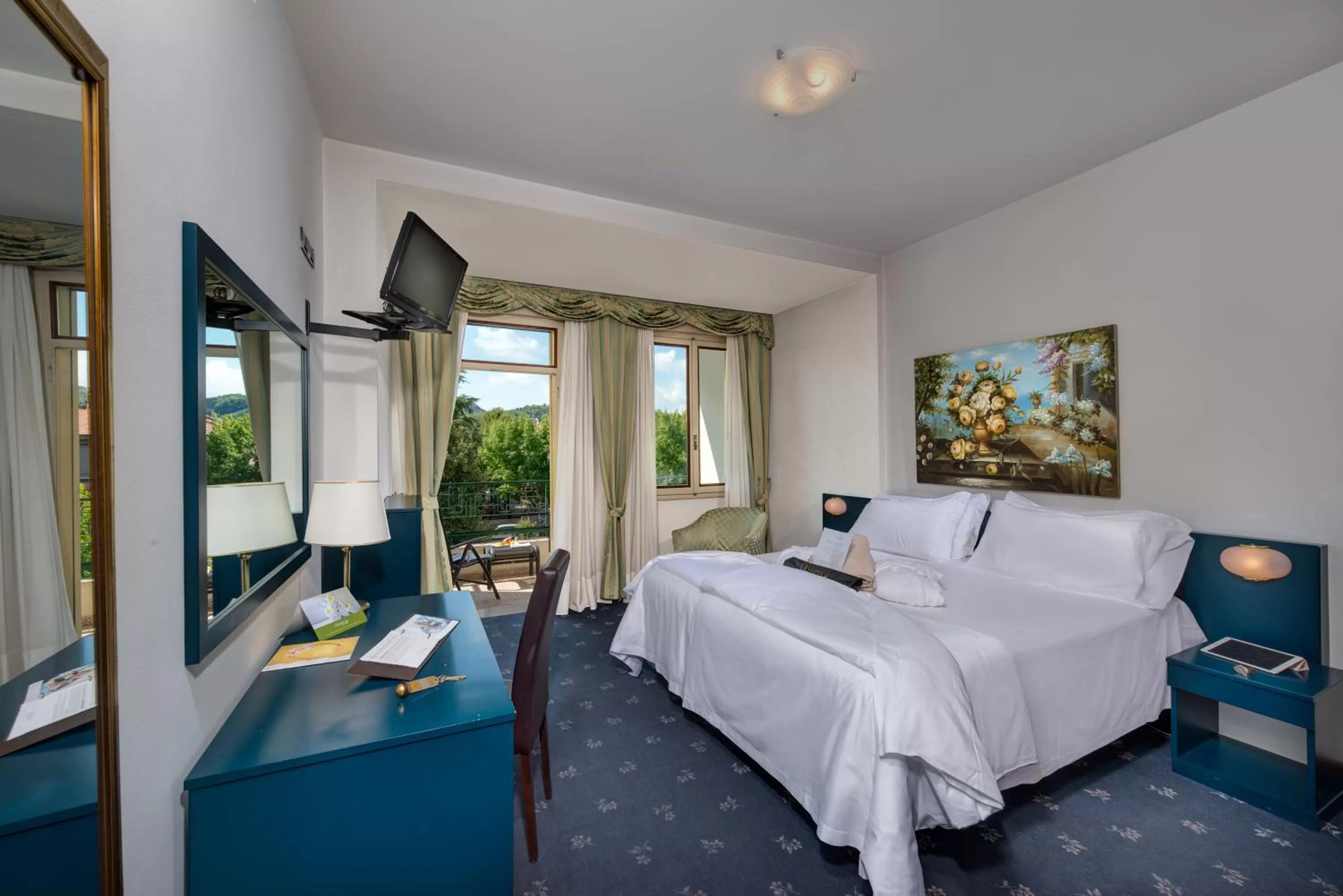 View (from property/room), Bed in Hotel Terme Olympia