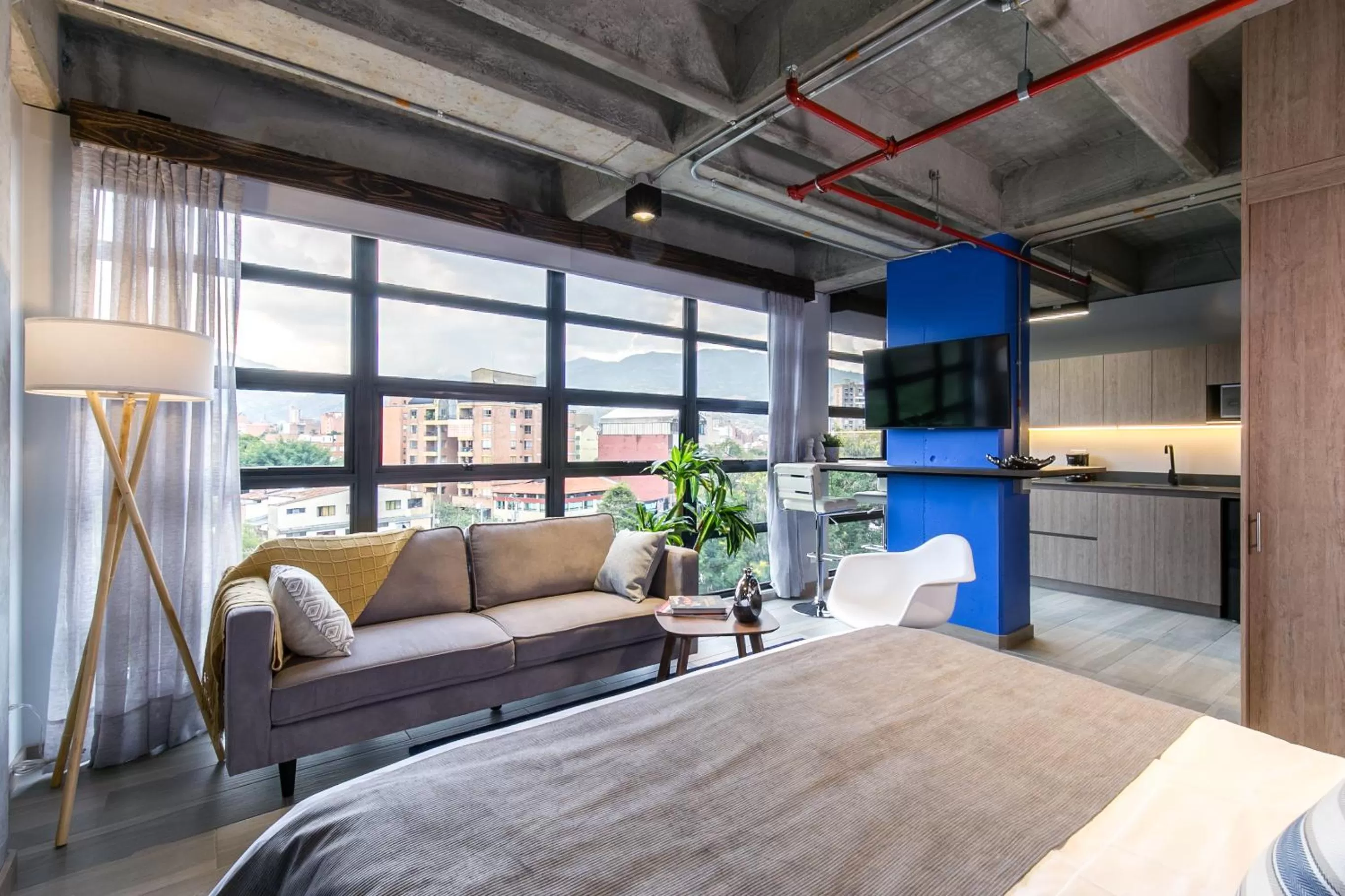 Bed in Factory Lofts Hotel