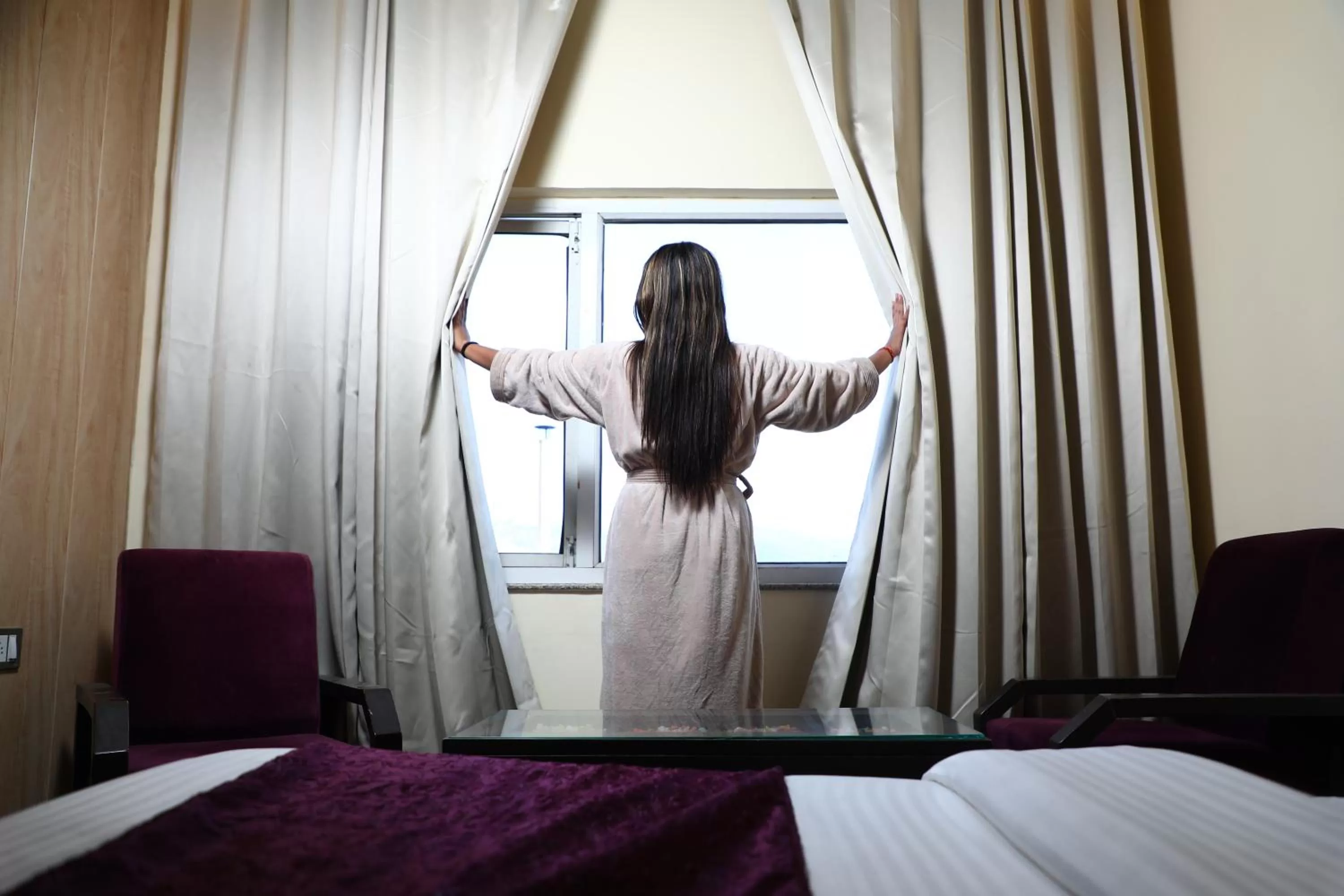 Bed in Perfectstayz Premium Ganga Heights - Ganga View rooftop cafe