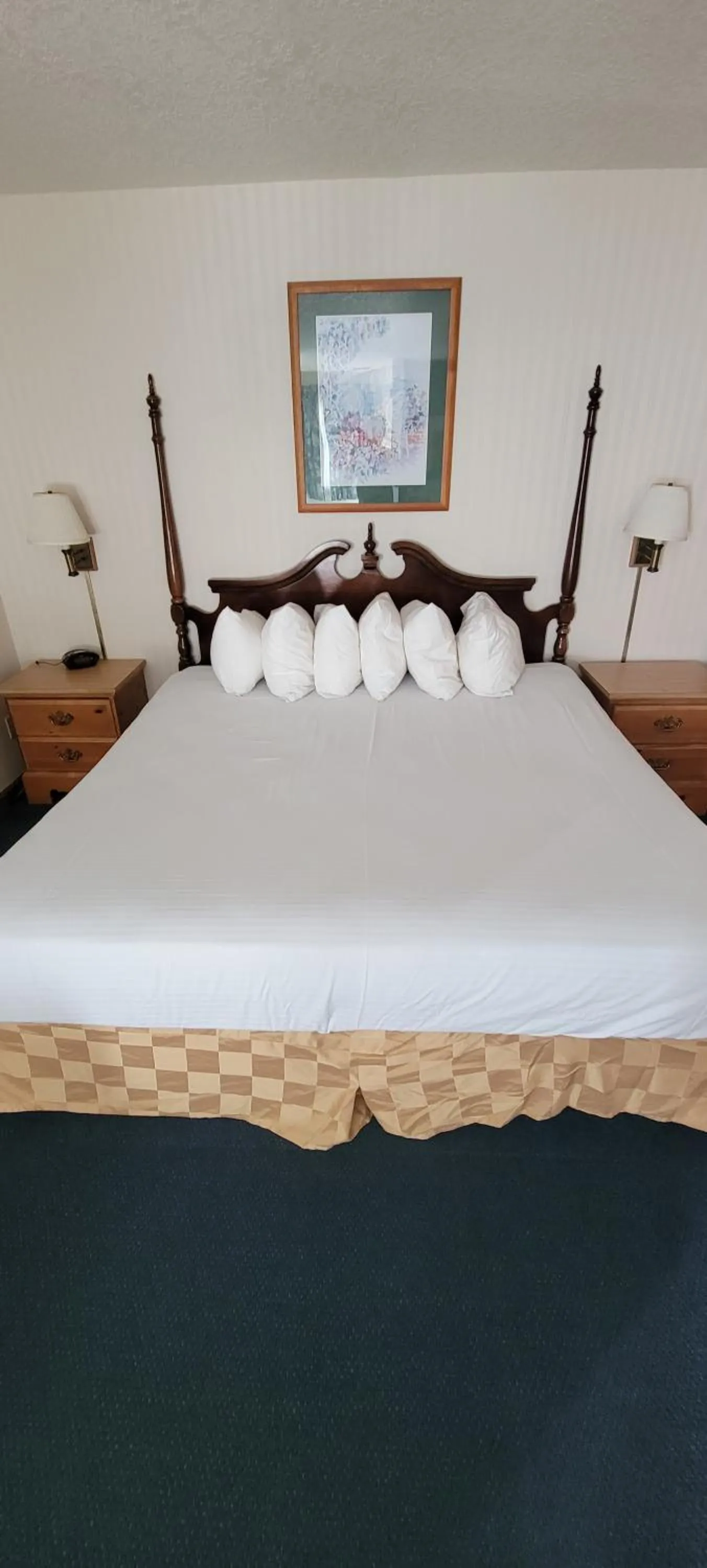 Bed in Thunderbird Inn of Mackinaw City