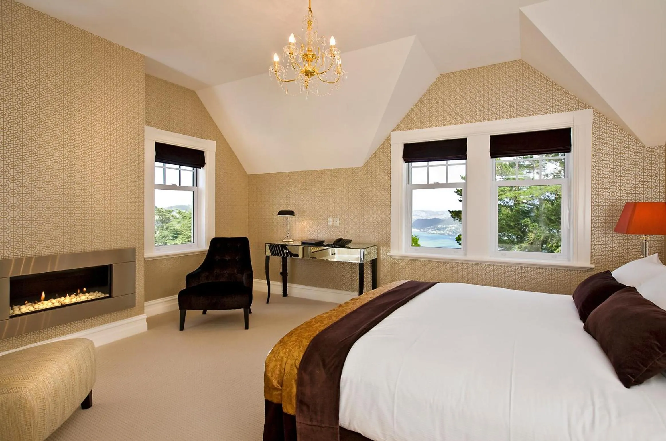 Bedroom, Bed in Camp Estate by Larnach Castle