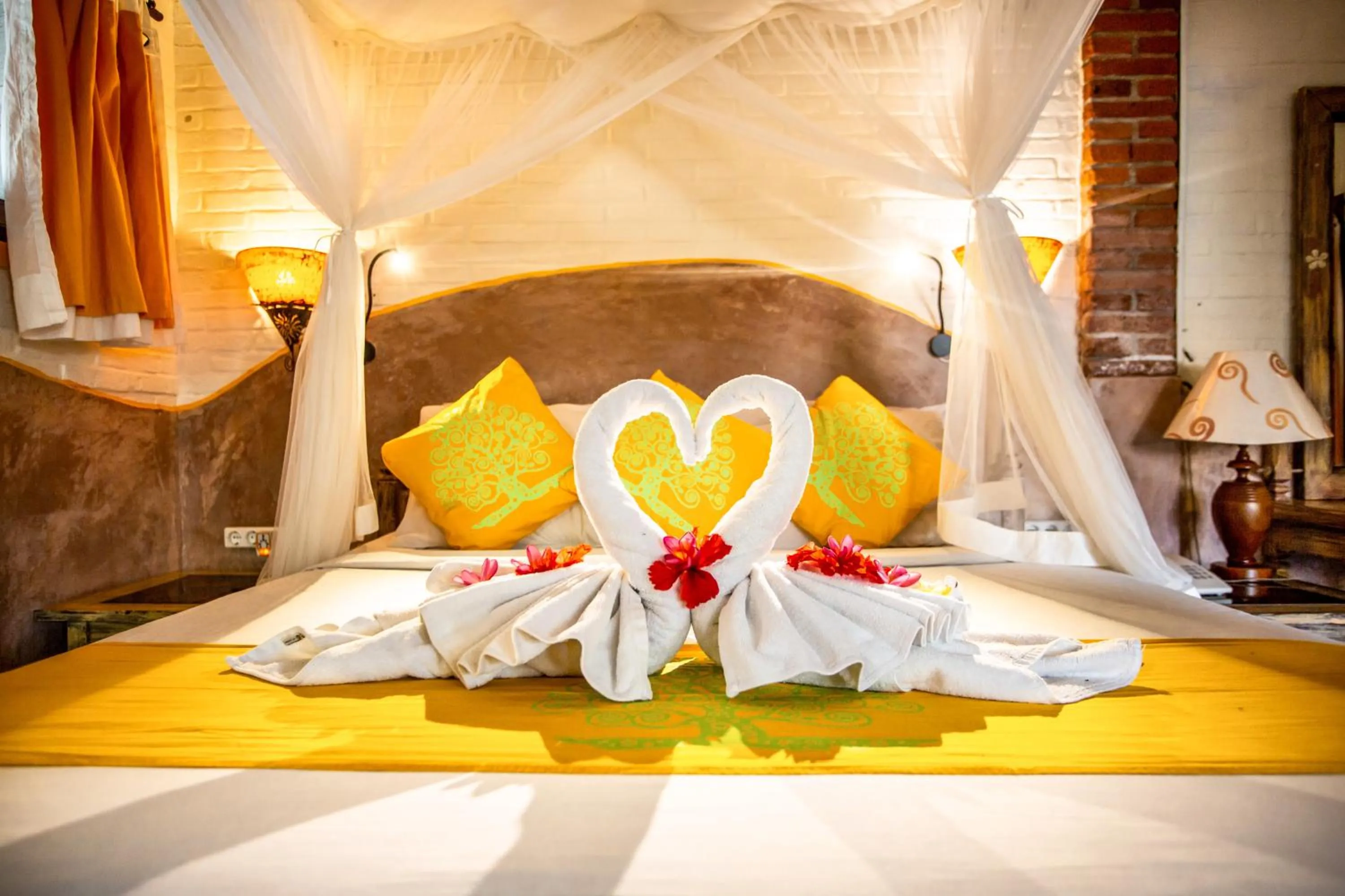 Bed in Swasti Eco Cottages