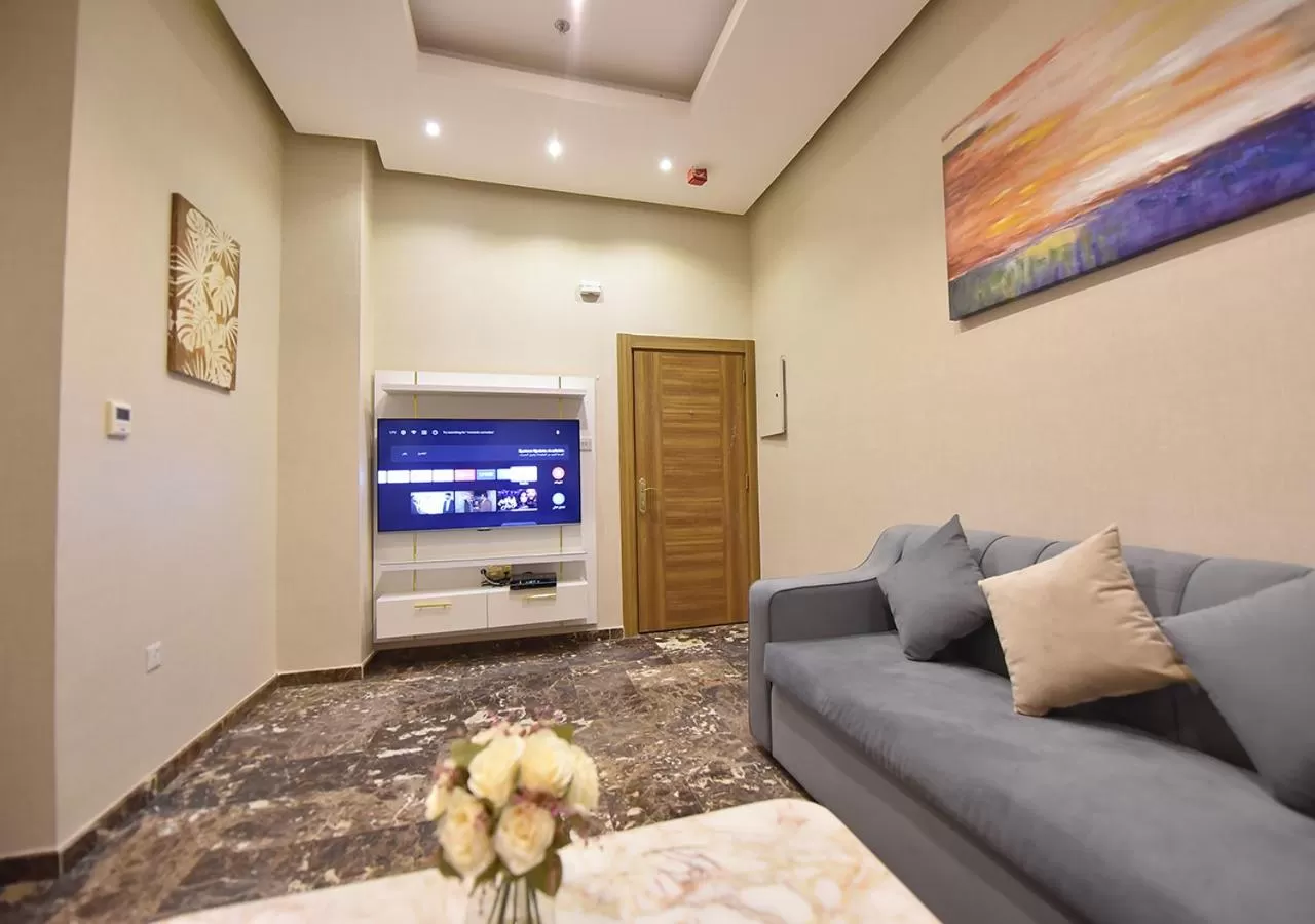 Communal lounge/ TV room, Seating Area in Rihanna Hotel Apartment