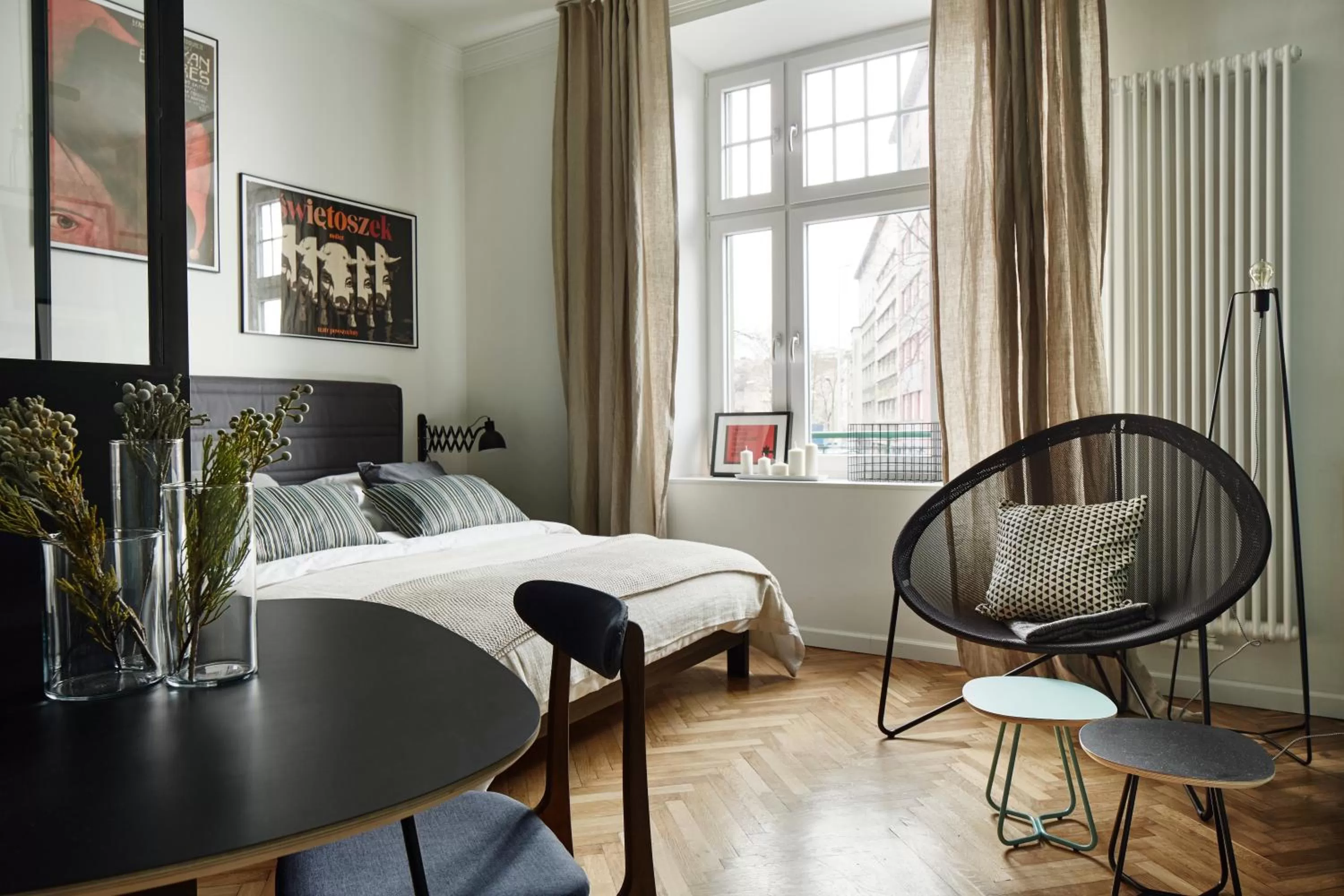 Living room, Bed in FOUR STORIES APARTMENTS - Krasinskiego
