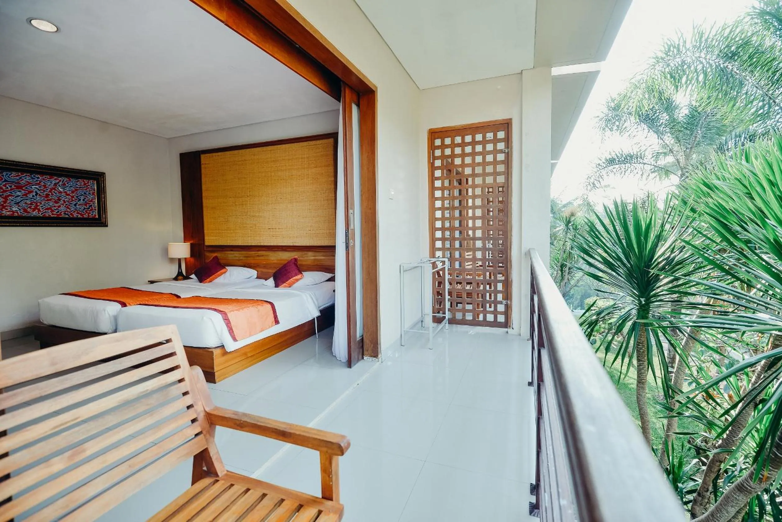 Balcony/Terrace, Bed in Pertiwi Resort & Spa
